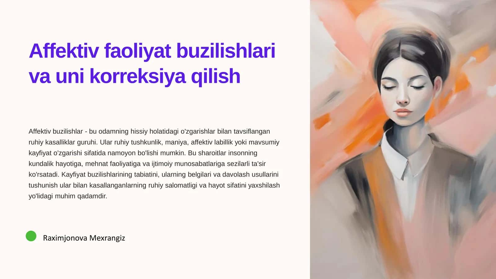 Affektiv faoliyat buzilishlari va uni korreksiya qilish 1