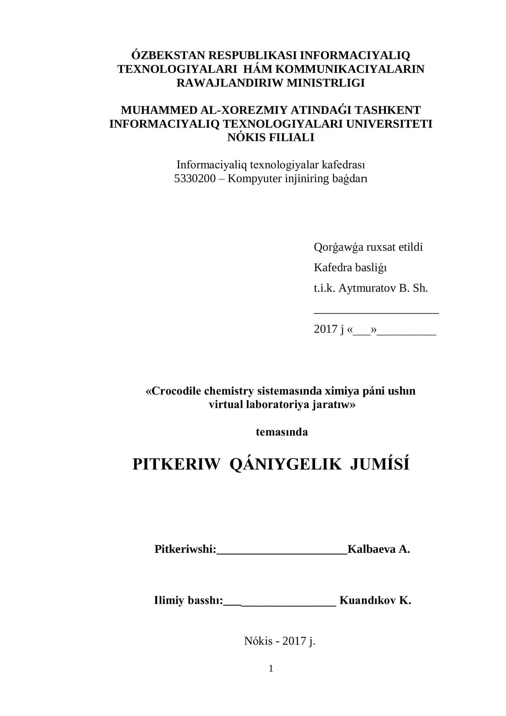 Kompyuter injiniring baǵdarı 1