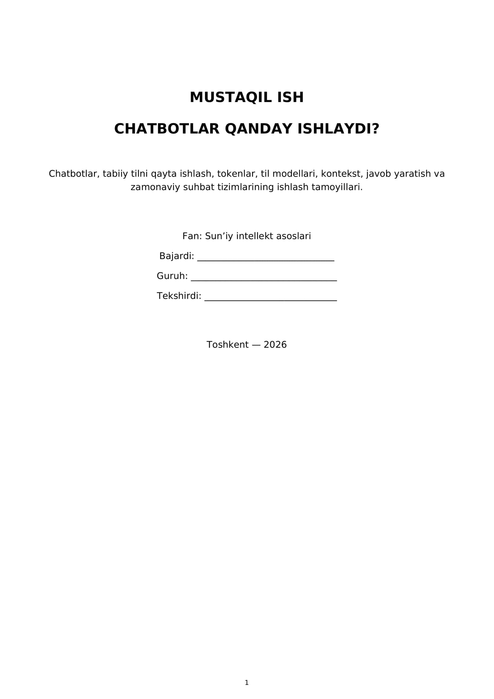 Kirish va mavzuning dolzarbligi 1