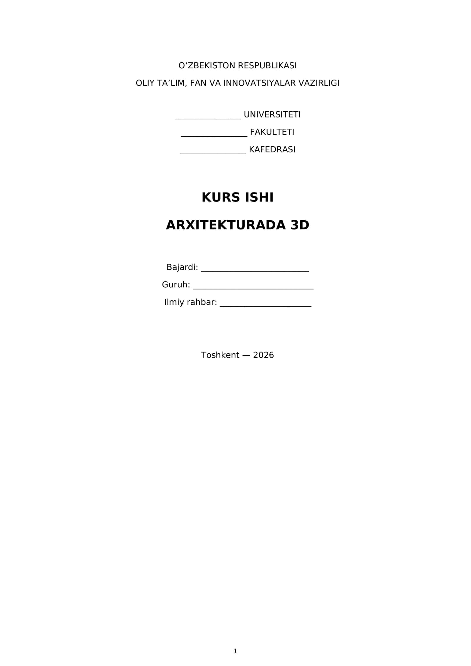 KURS ISHI ARXITEKTURADA 3D 1