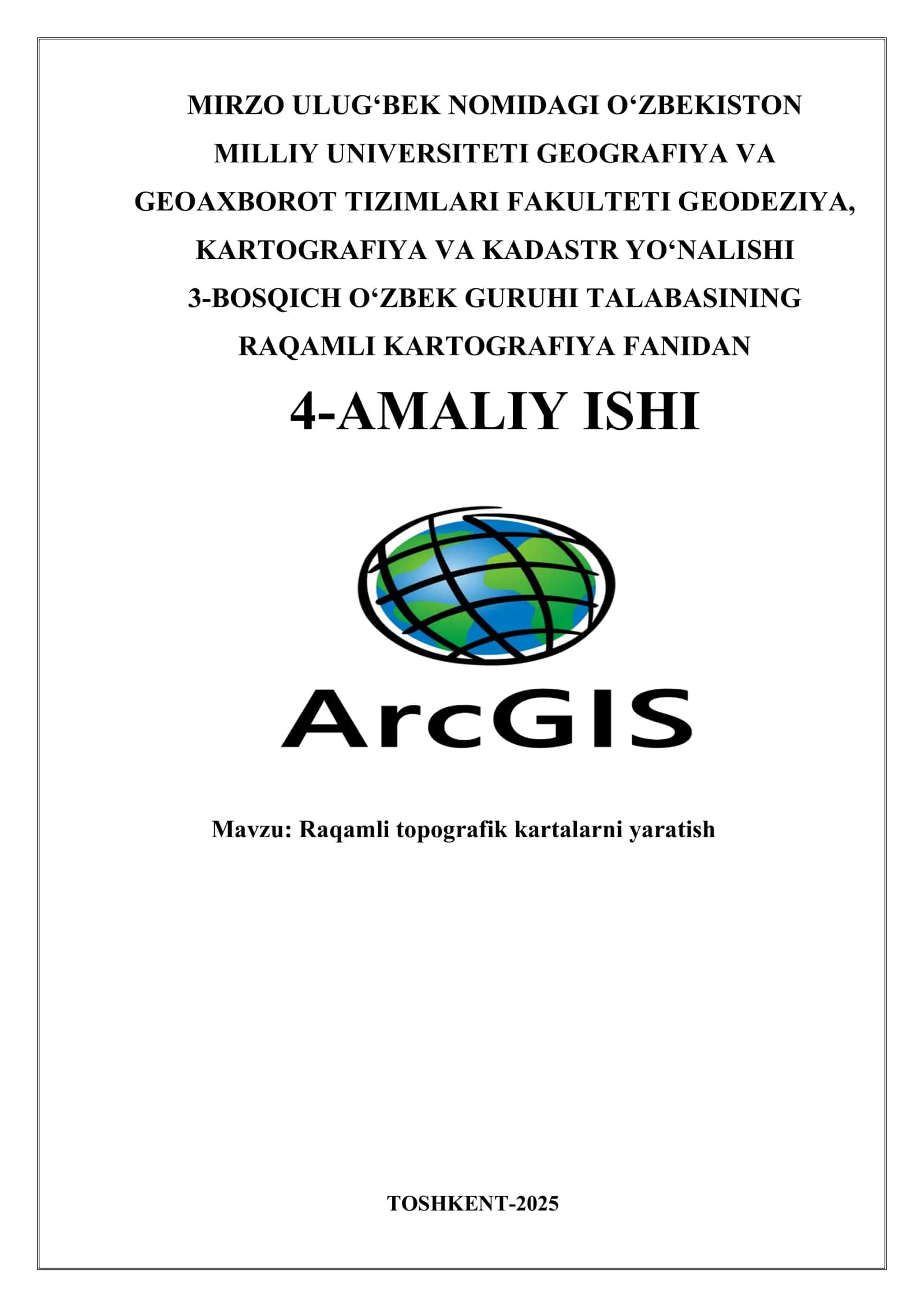 Raqamli topografik kartalarni yaratish 1