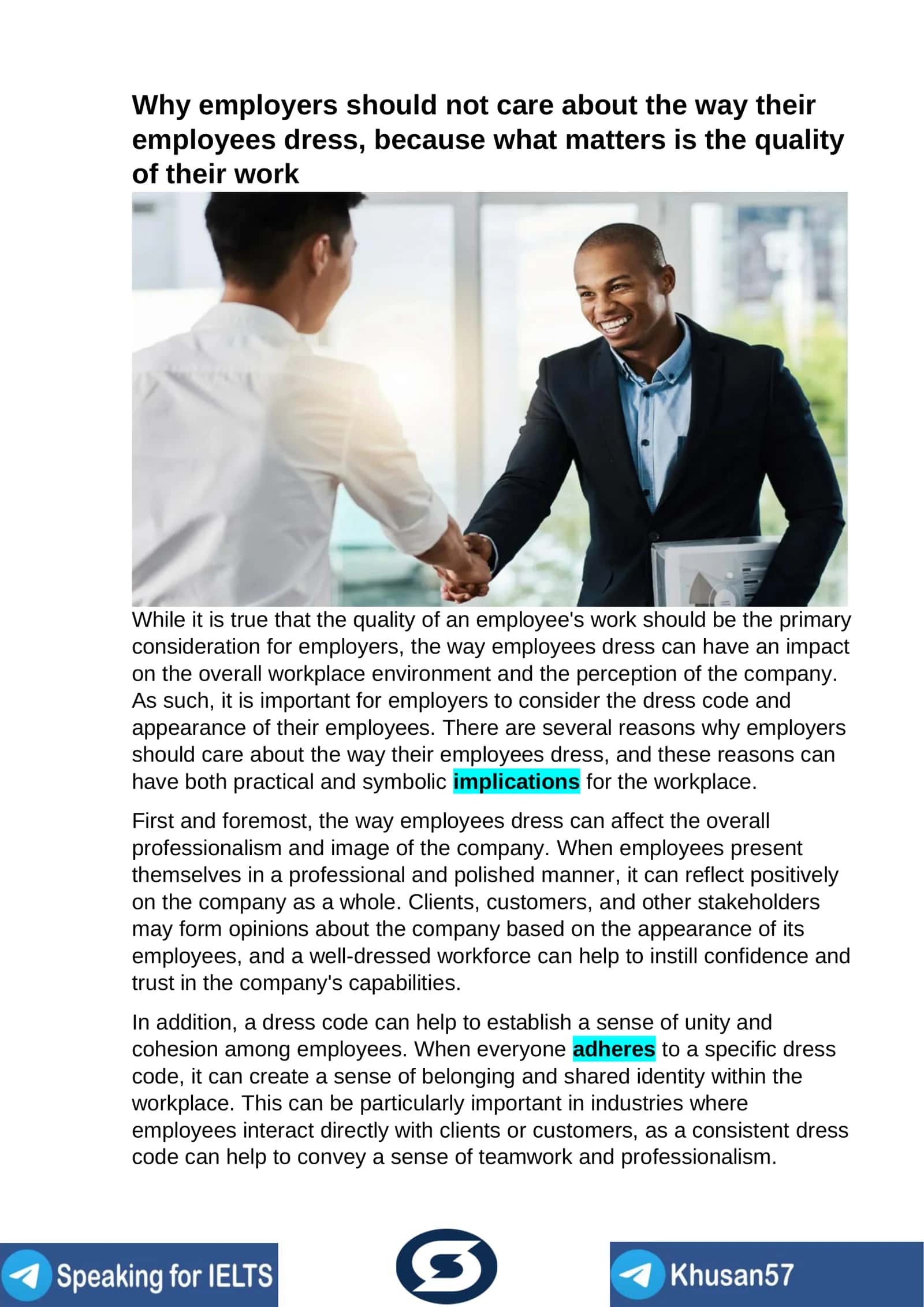 Why employers should not care about the way their employees dress 1