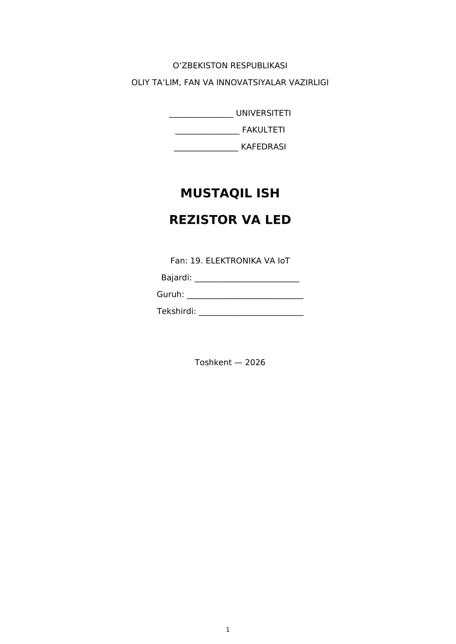 MUSTAQIL ISH - REZISTOR VA LED 1