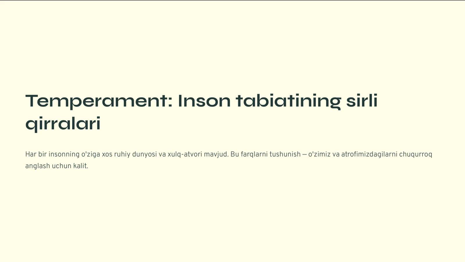 Temperament: Inson tabiatining sirli qirralari 1