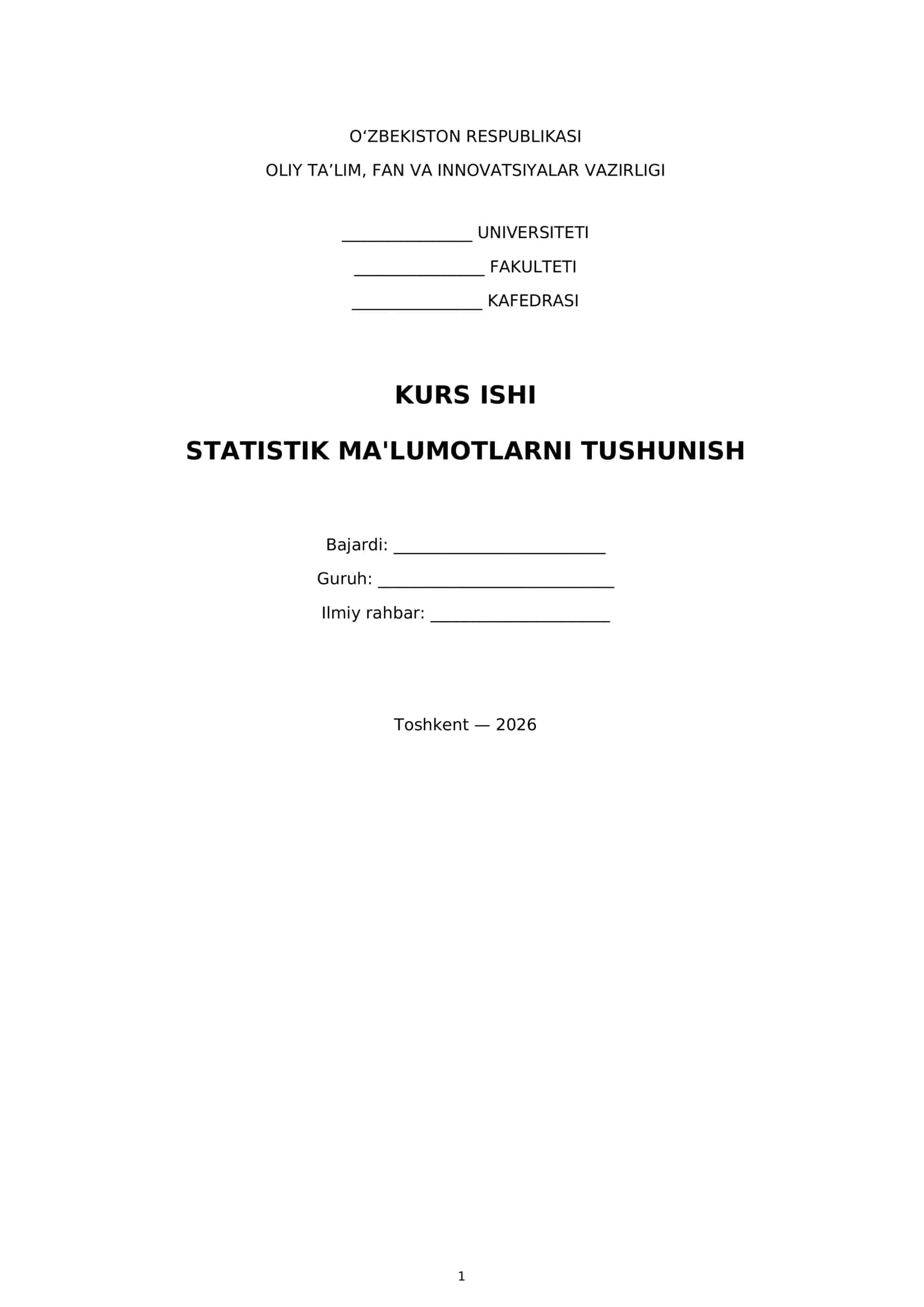 STATISTIK MA'LUMOTLARNI TUSHUNISH 1