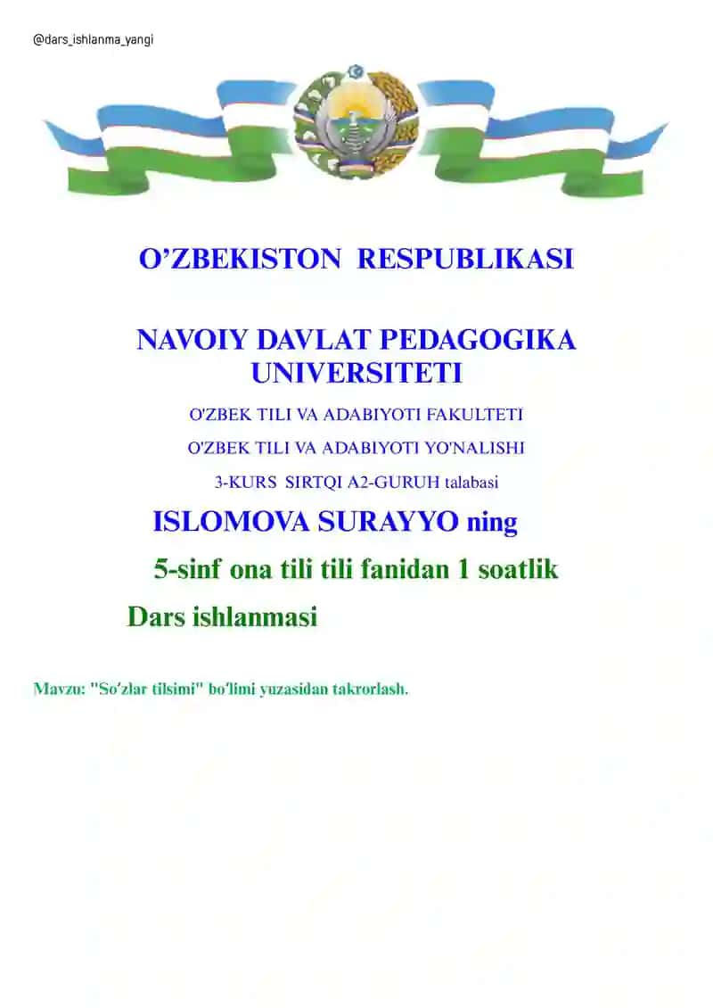"Soʻzlar tilsimi" boʻlimi yuzasidan takrorlash 1