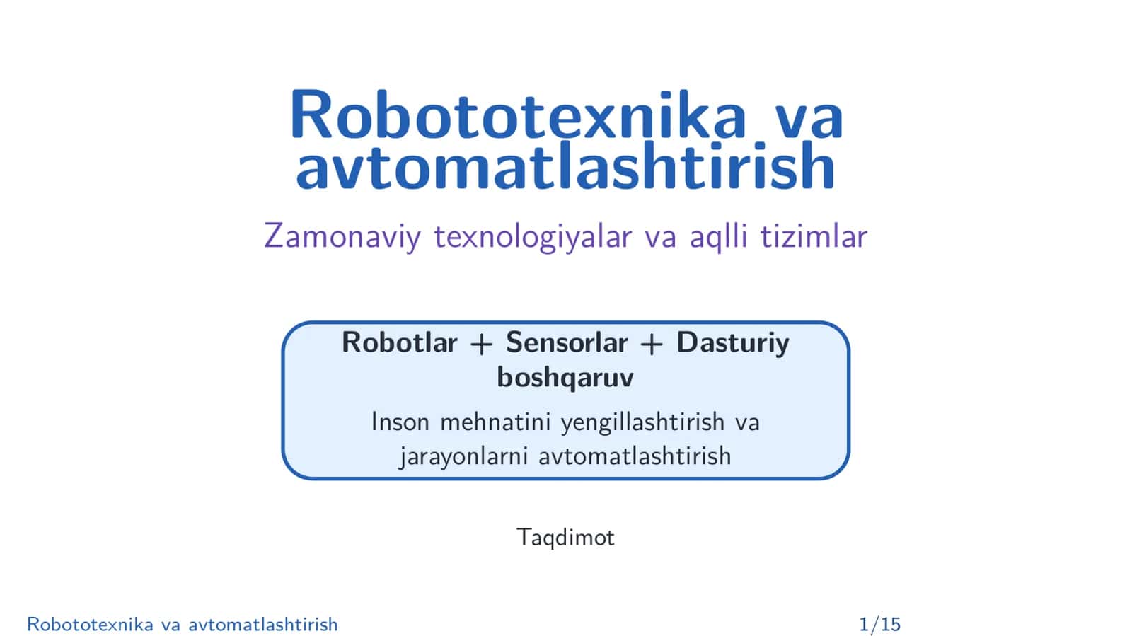 Robototexnika va avtomatlashtirish 1