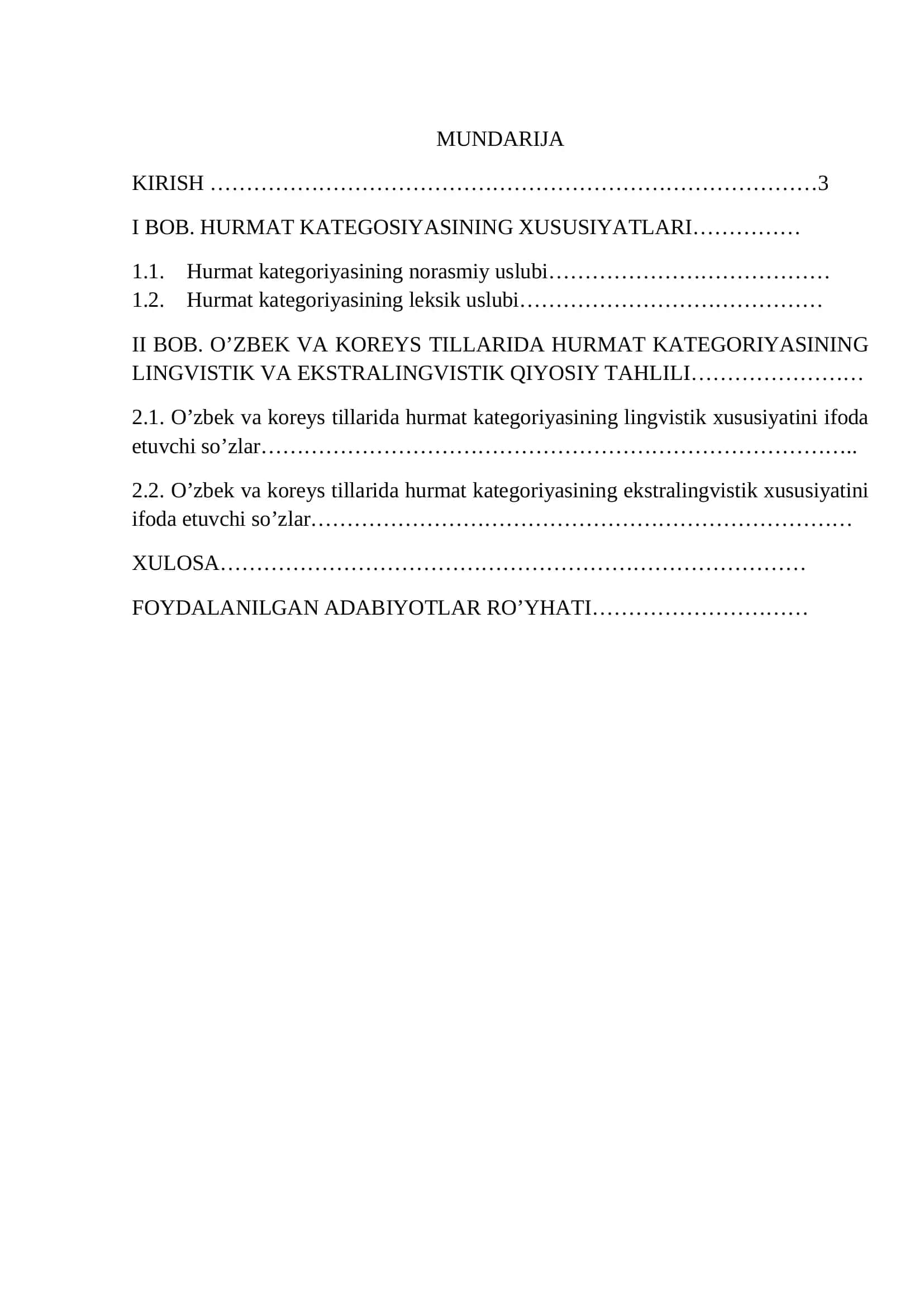O‘zbek va koreys tillarida hurmat kategoriyasining lingvistik va ekstralingvistik xususiyatlarini tahlil qilish 1