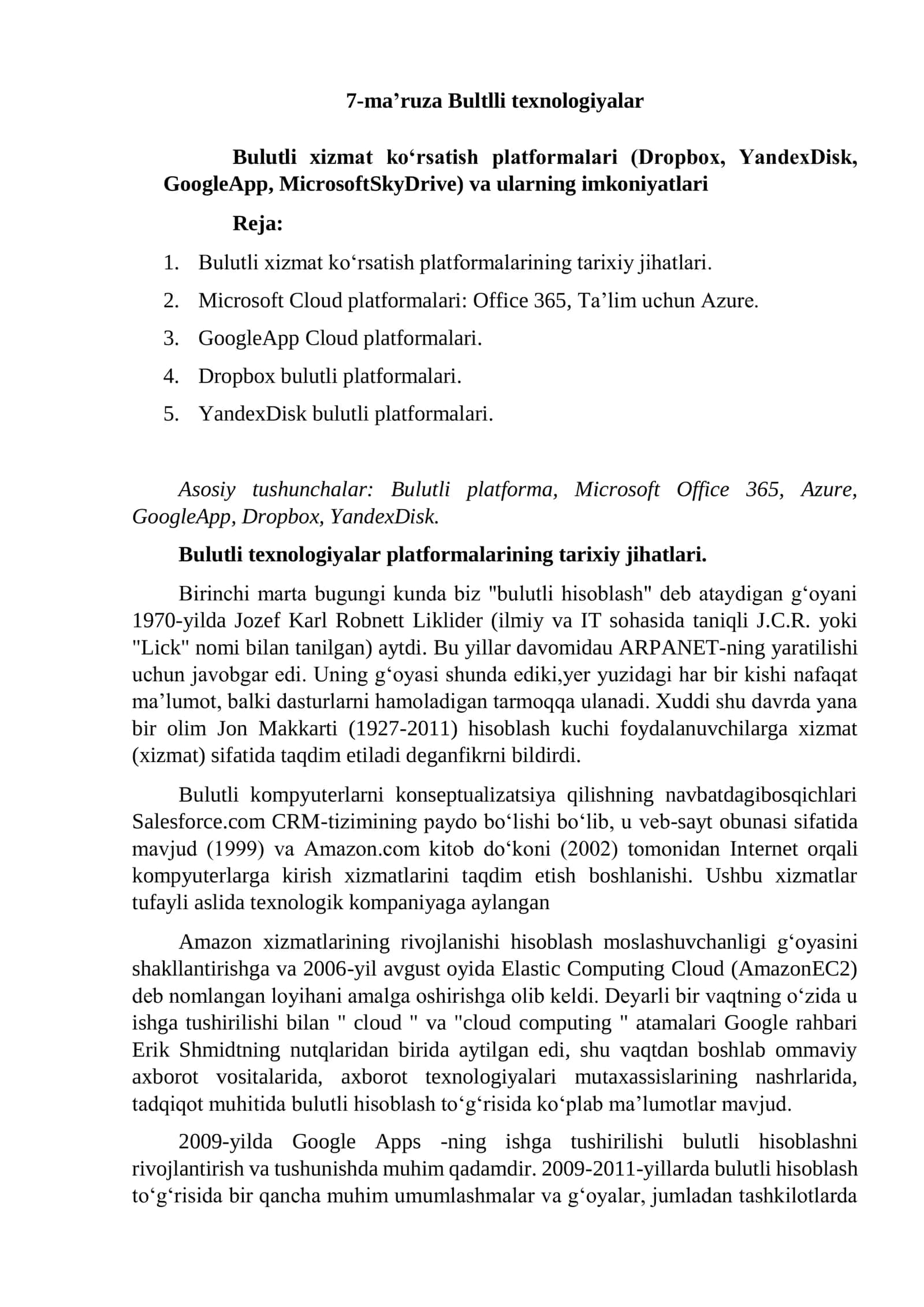 Bulutli texnologiyalar platformalari 1