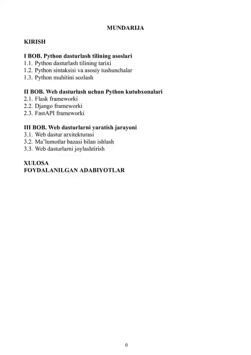 Python dasturlash tilining web dasturlar yaratish
