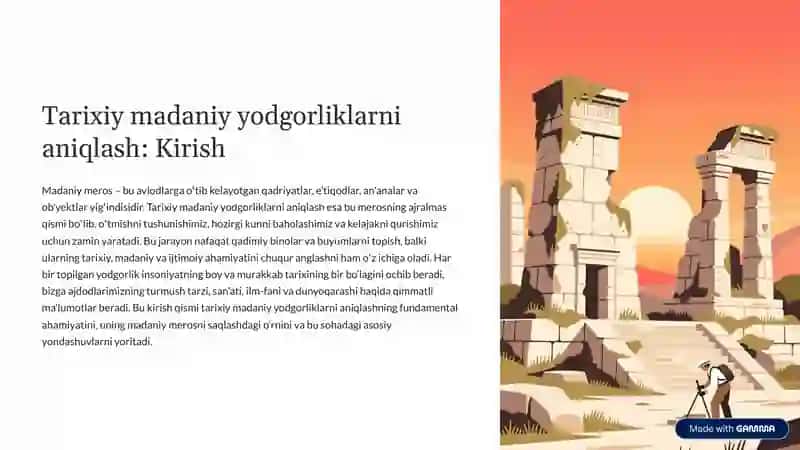 Tarixiy madaniy yodgorliklarni aniqlash