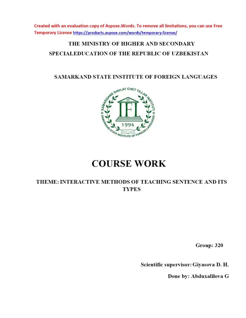 Interactive methods of teaching sentence and its types 1