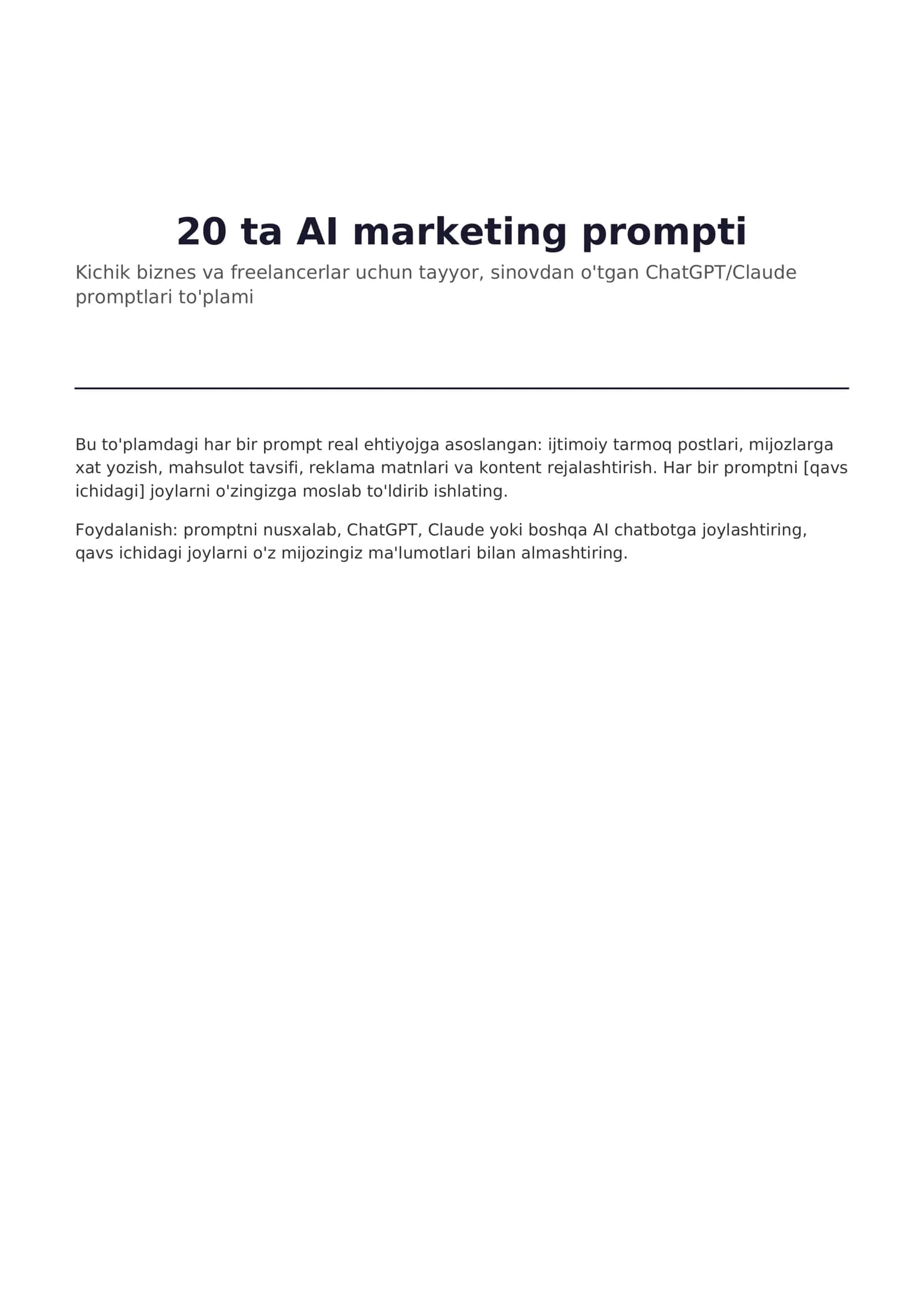 20 ta AI marketing prompti 1