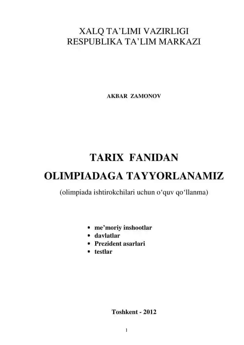 TARIX FANIDAN OLIMPIADAGA TAYYORLANAMIZ 1