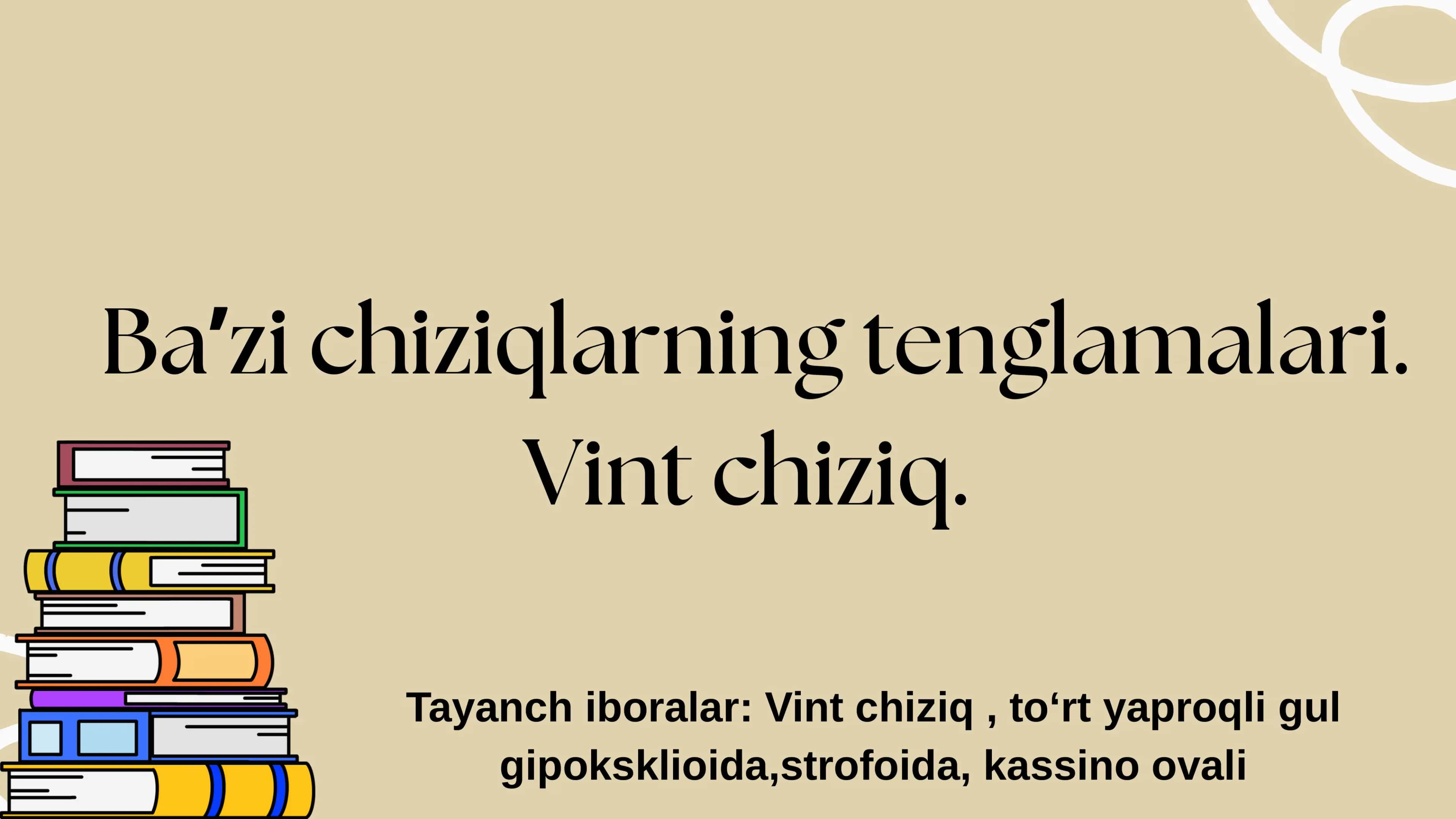 Baʼzi chiziqlarning tenglamalari 1