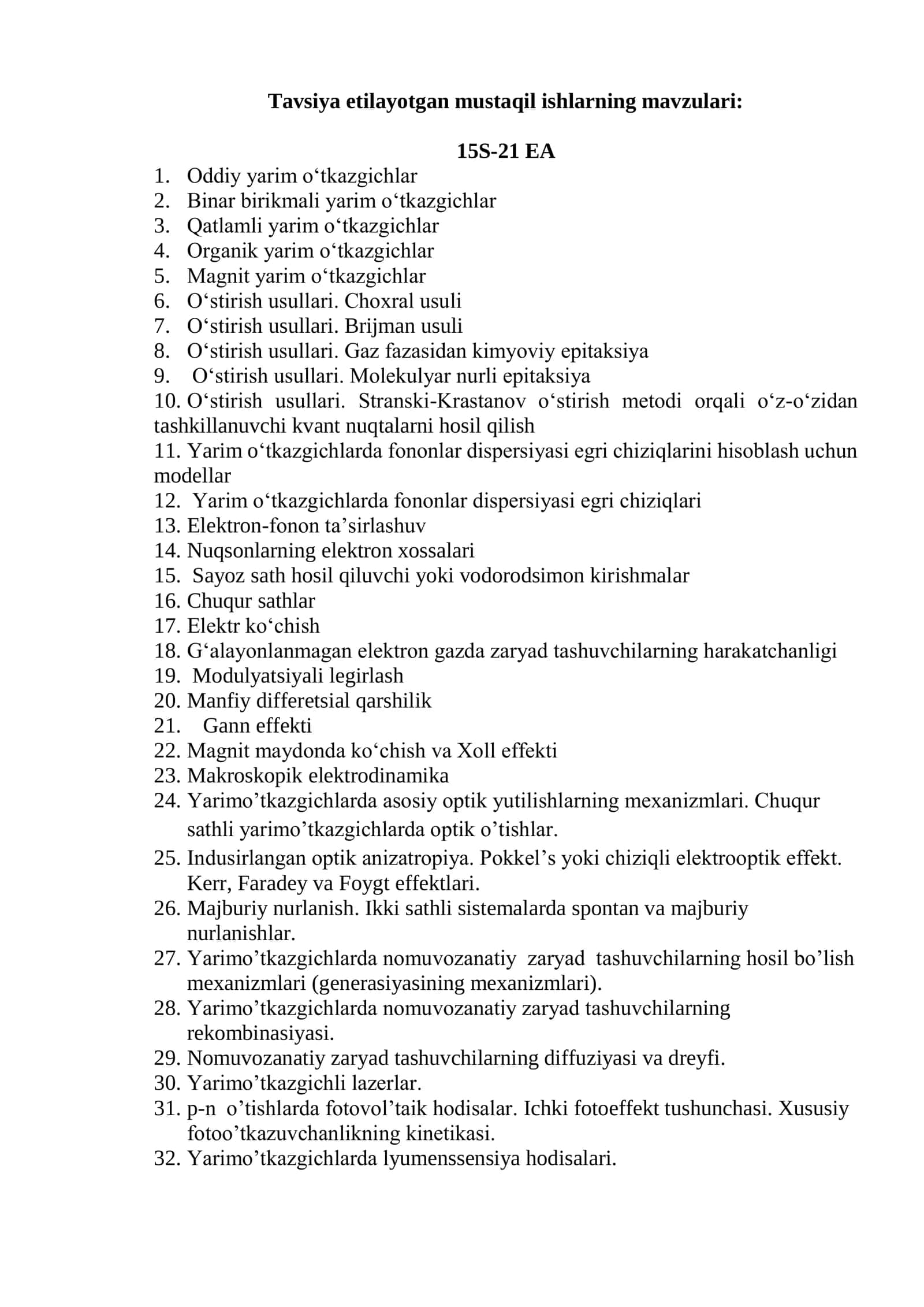 Oddiy yarim o‘tkazgichlar 1