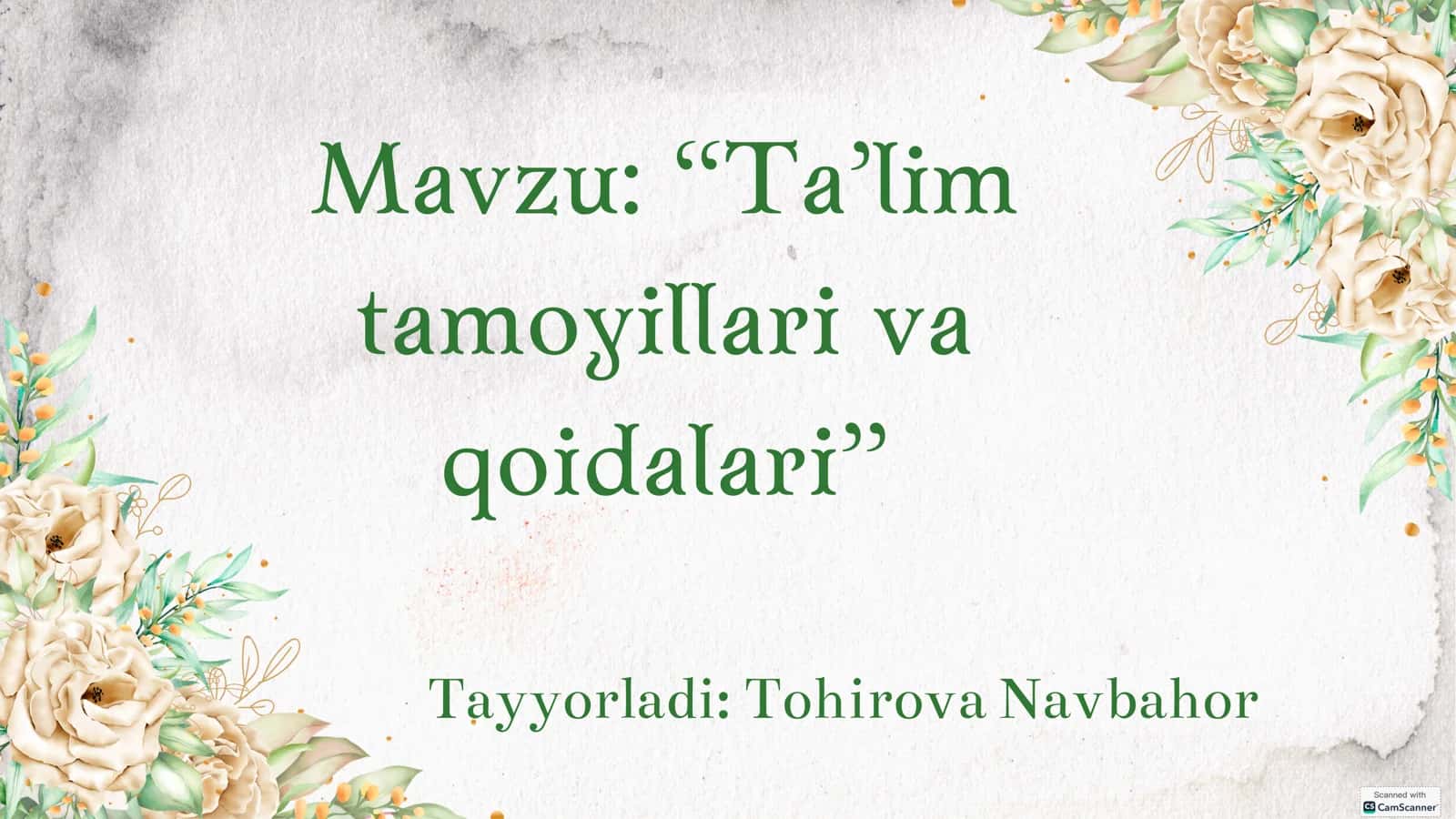 Ta’lim tamoyillari va qoidalari 1