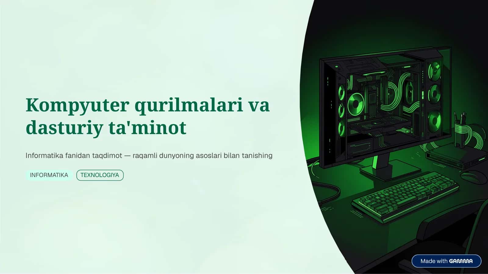 KOMPYUTER QURILMALARI VA DASTURIY TA’MINOT: INFORMATIKA FANIDAN TAQDIMOT 1
