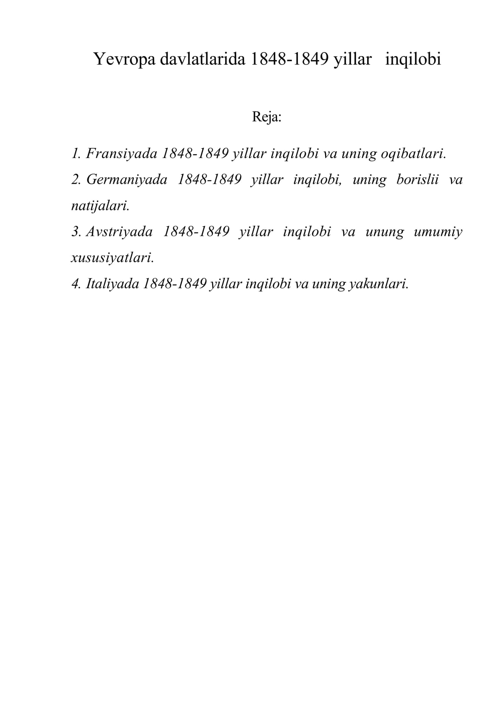 Yevropa davlatlarida 1848-1849 yillar inqilobi 1