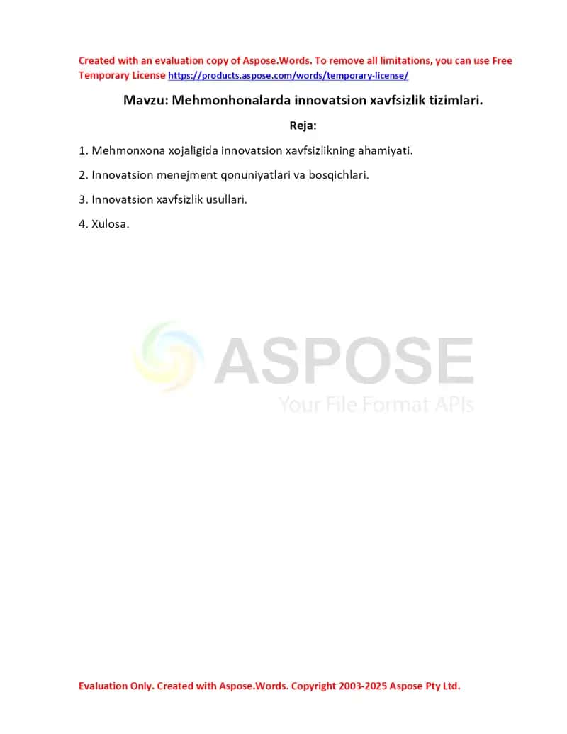 Mehmonxonalarda innovatsion xavfsizlik tizimlari 1