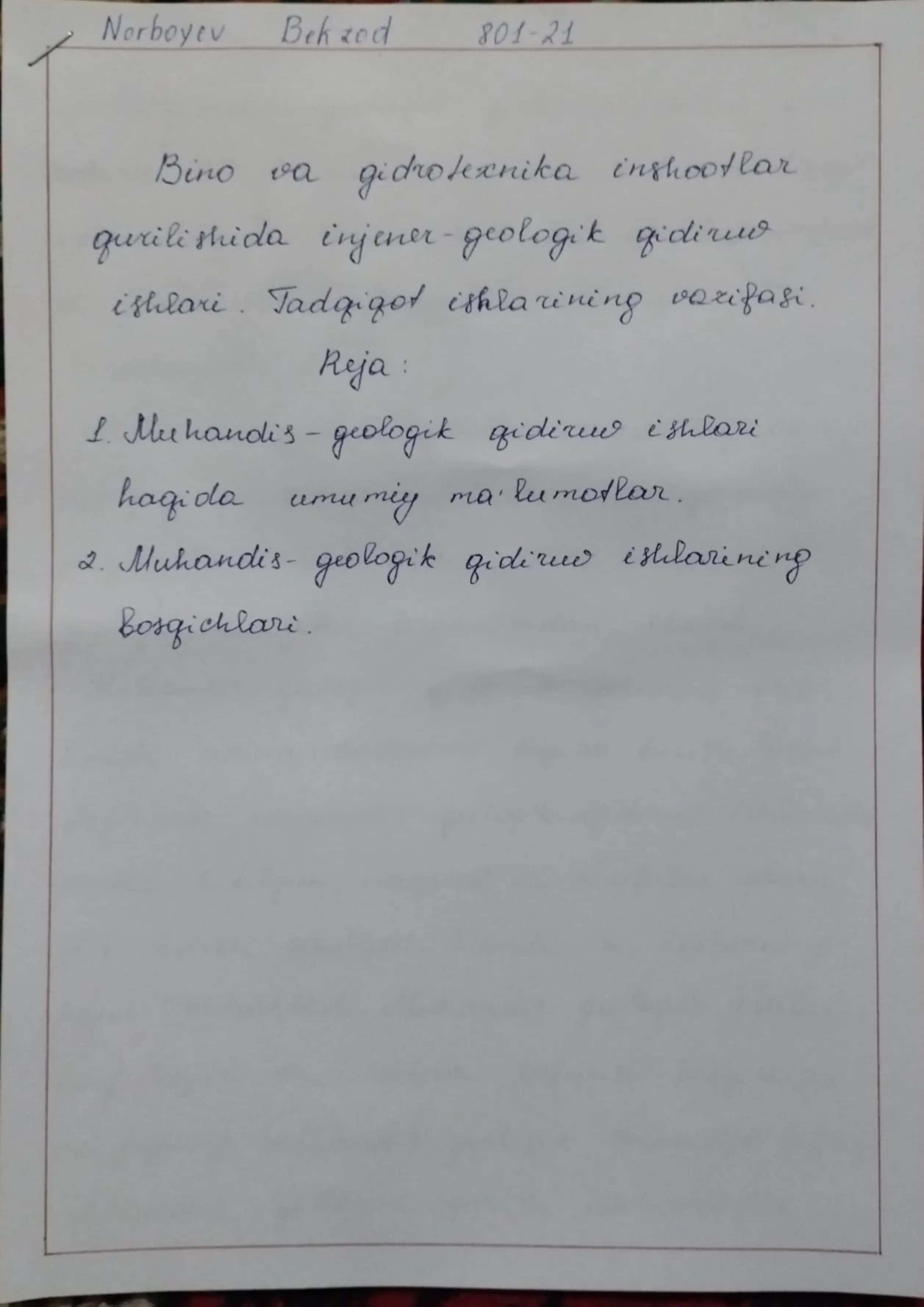 Bino va gidrotexnika inshootlari qurilishida injener-geologik qidiruv ishlari 1