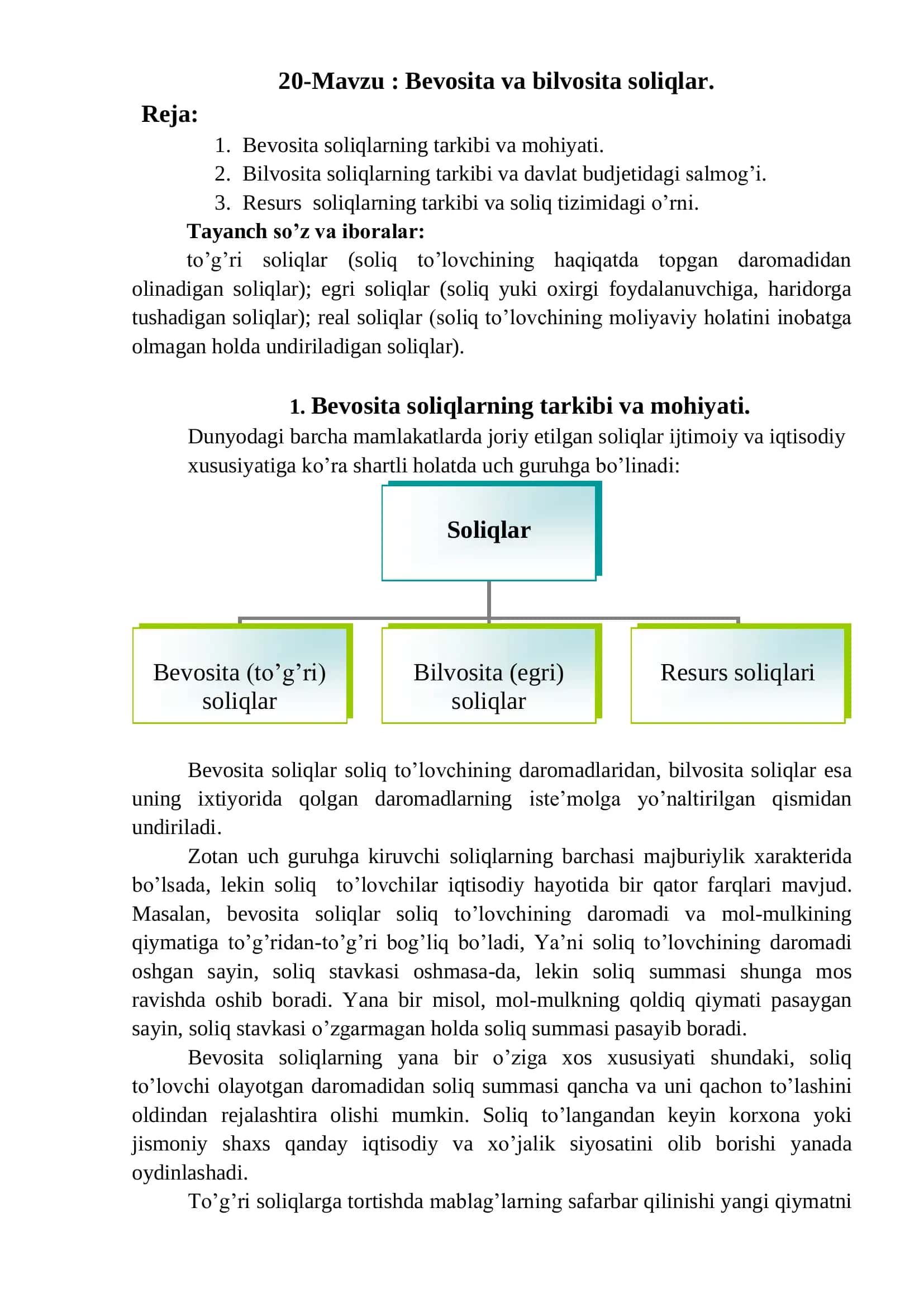 Bevosita va bilvosita soliqlar 1