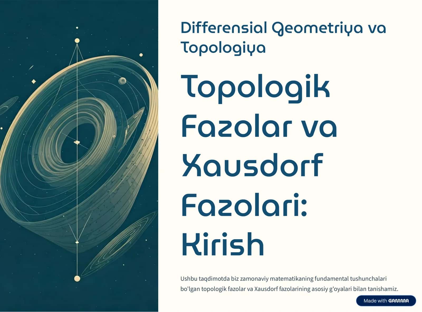 Topologiyaviy Fazolar va Xausdorf Fazolari 1