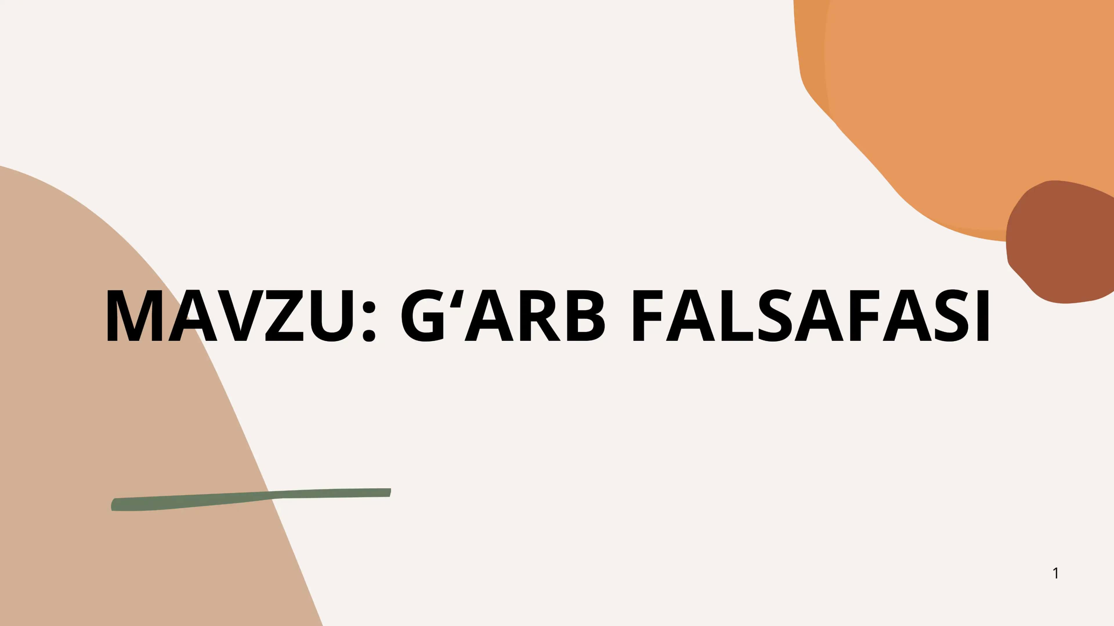 Gʻarb falsafasi 1