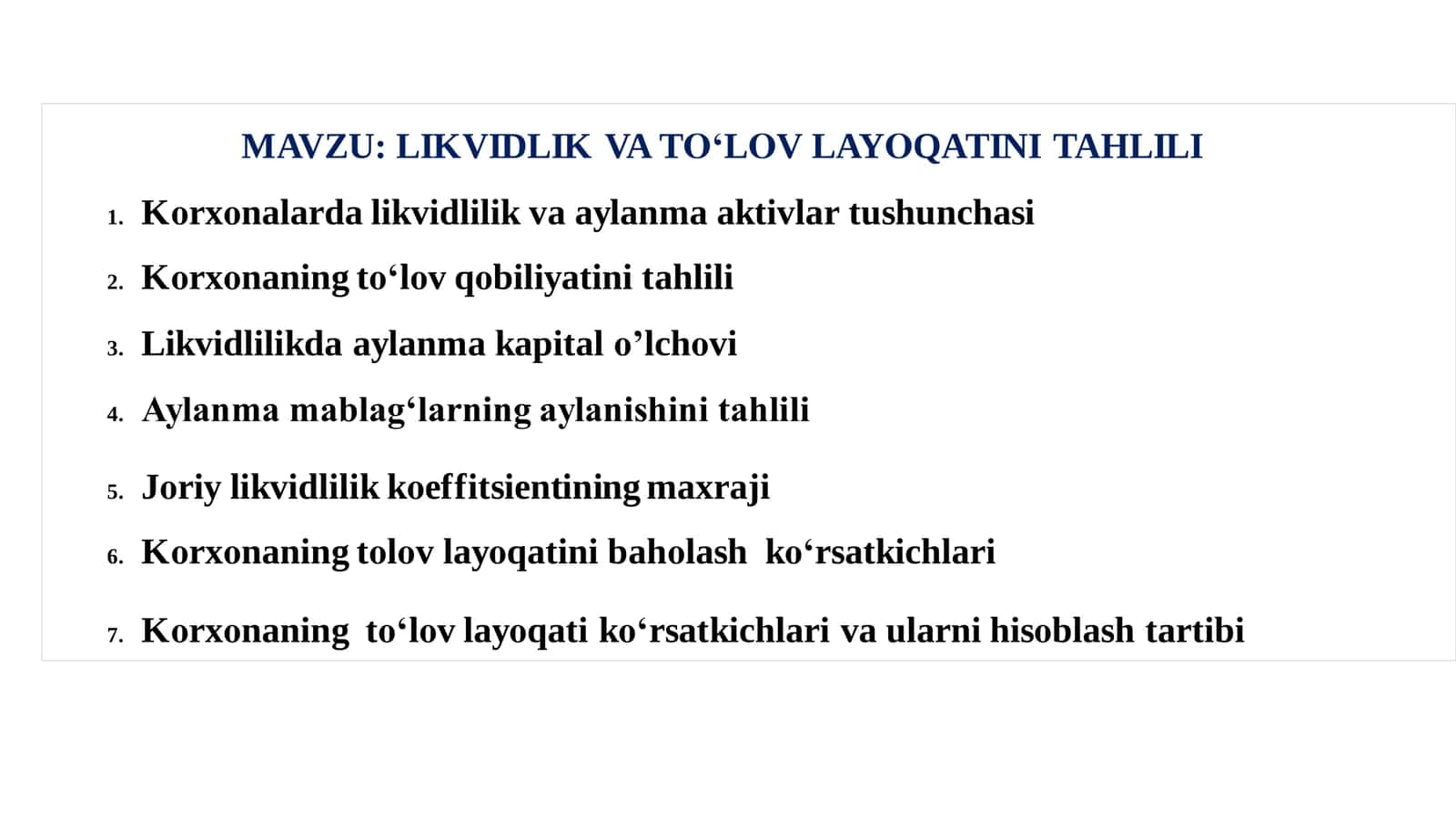 LIKVIDLIK VA TО'LOV LAYОQATINI TAHLILI 1