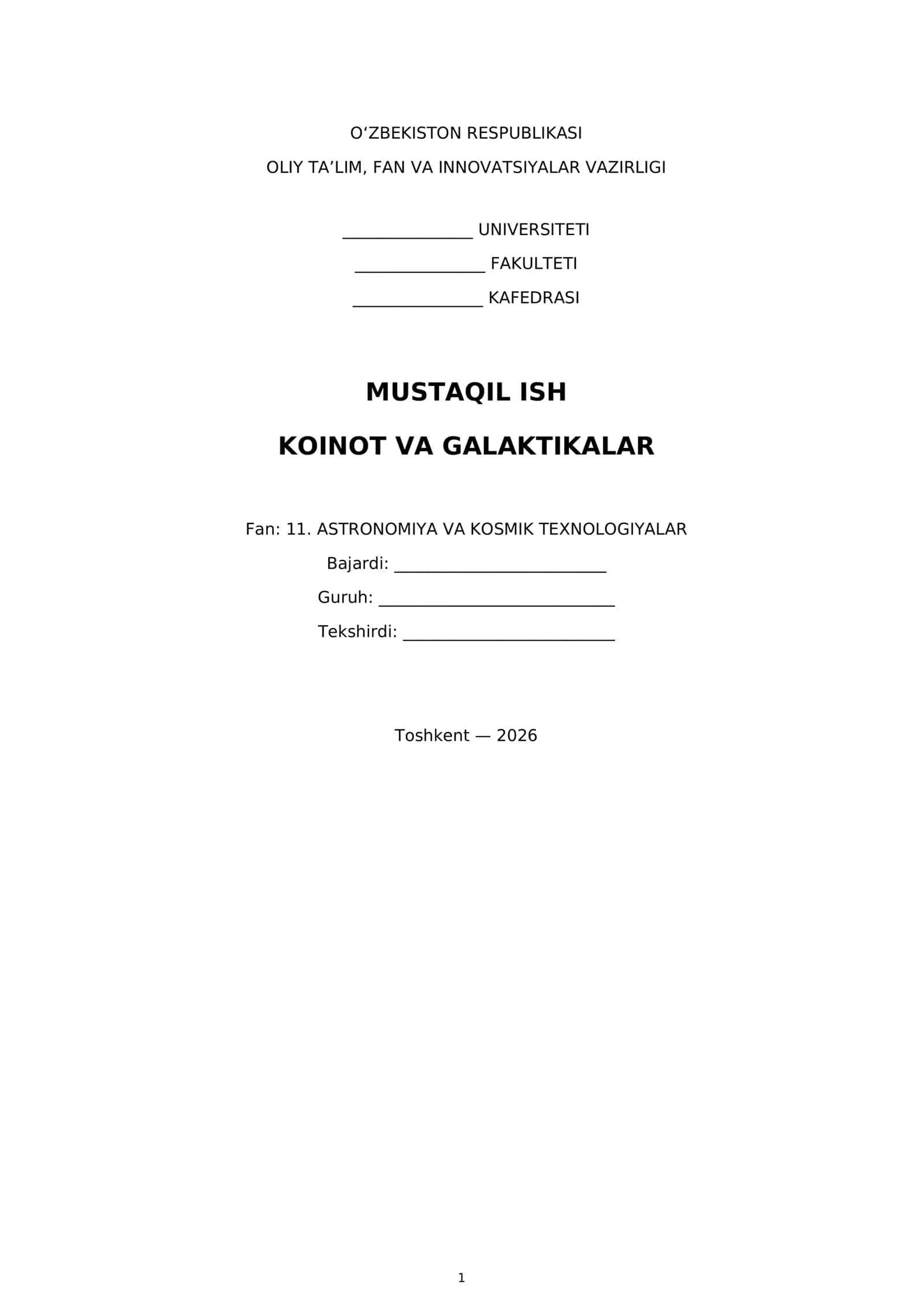 KOINOT VA GALAKTIKALAR 1