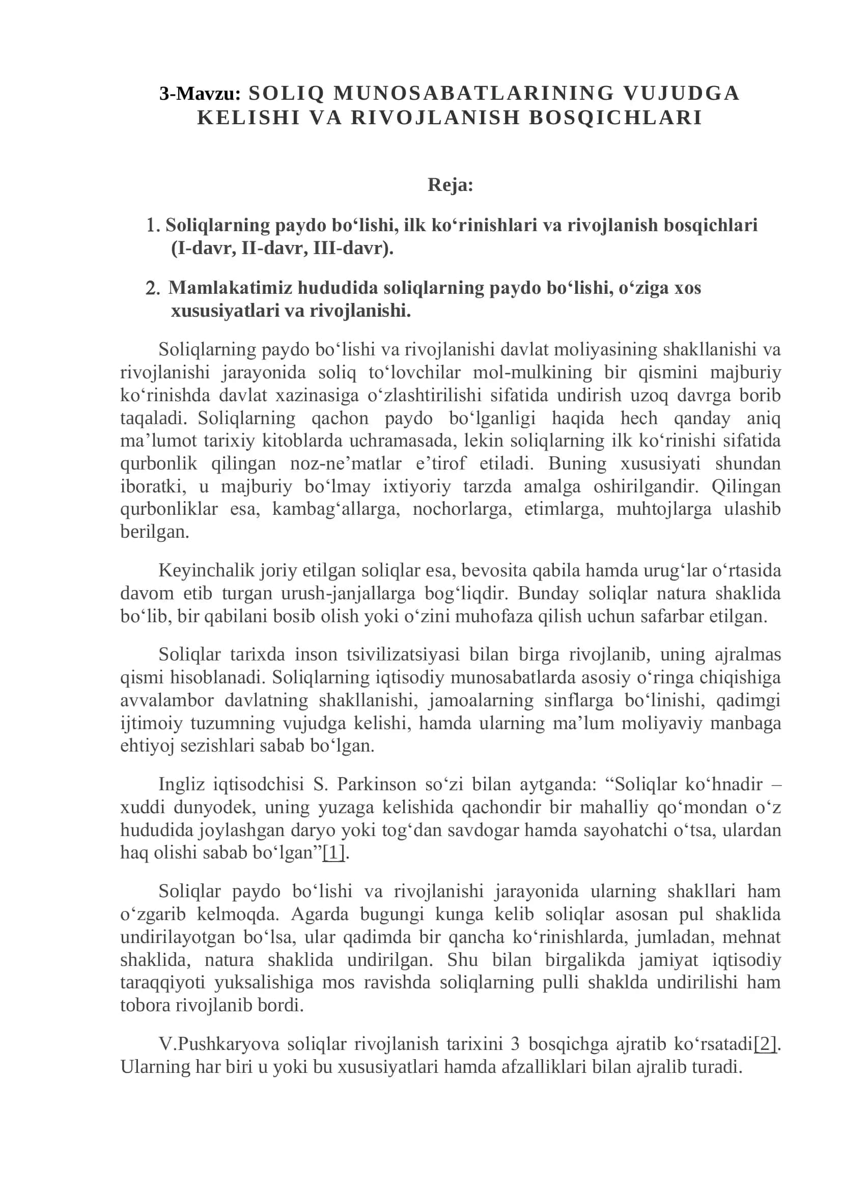 SOLIQ MUNOSABATLARINING VUJUDGA KELISHI VA RIVOJLANISH BOSQICHLARI 1
