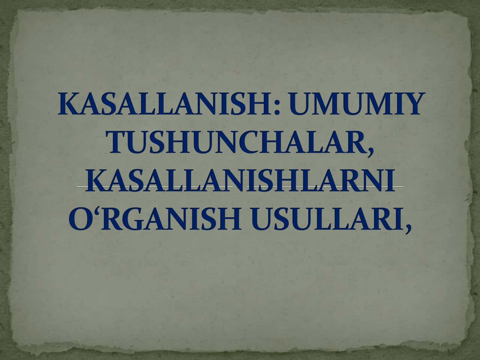Kasallanishlar 1