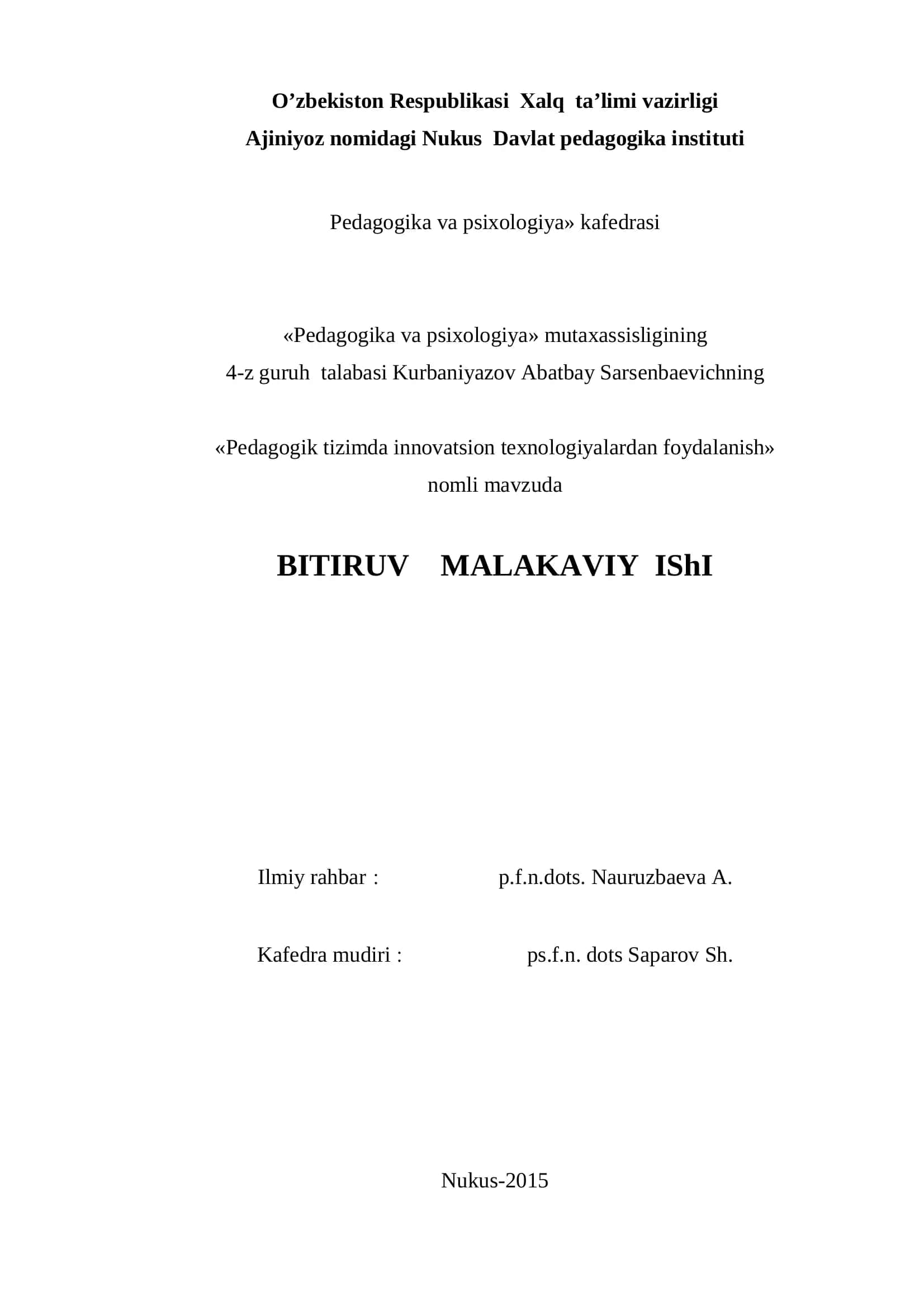 Pedagogik tizimda innovatsion texnologiyalardan foydalanish 1