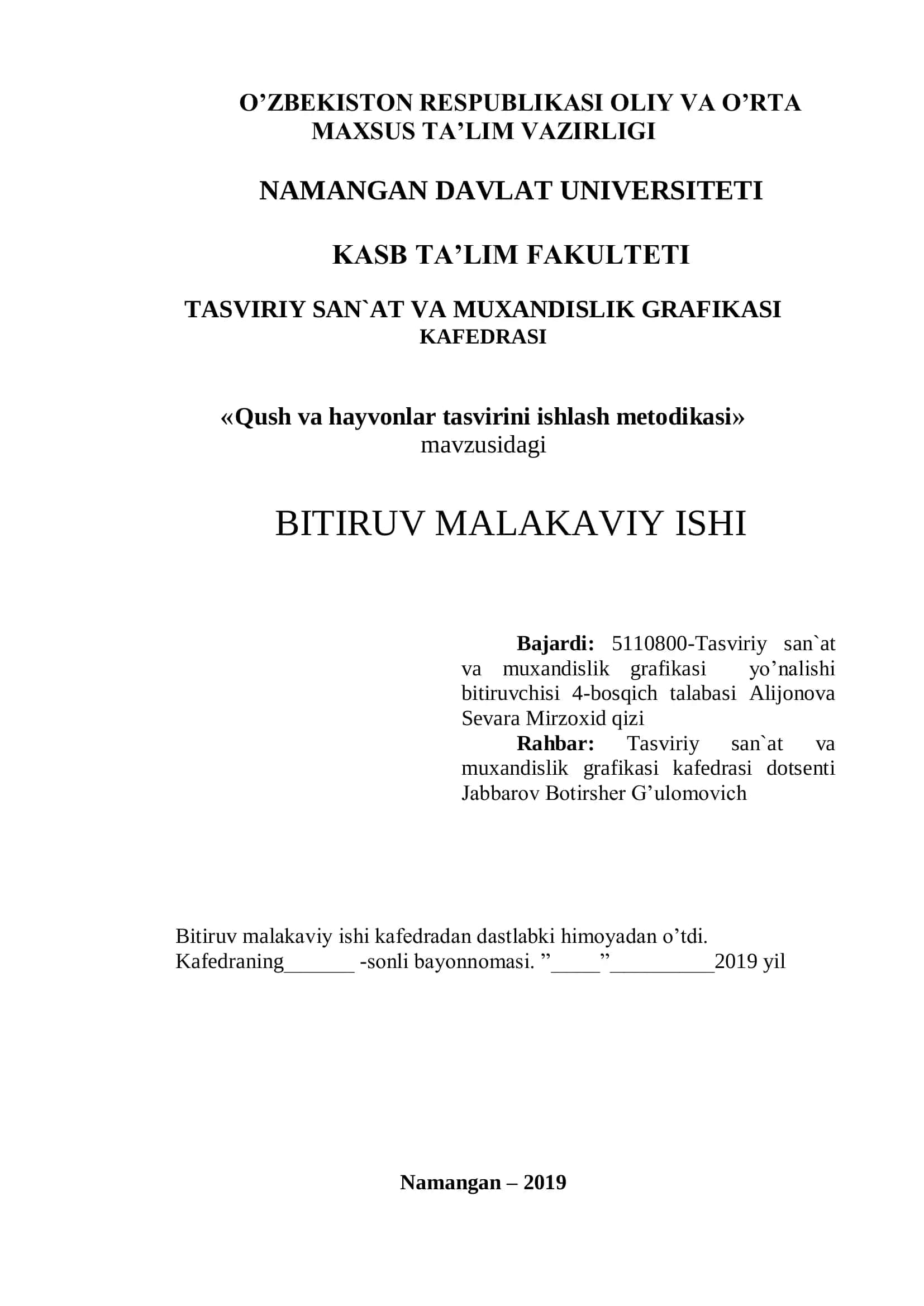 Qush va hayvonlar tasvirini ishlash metodikasi 1