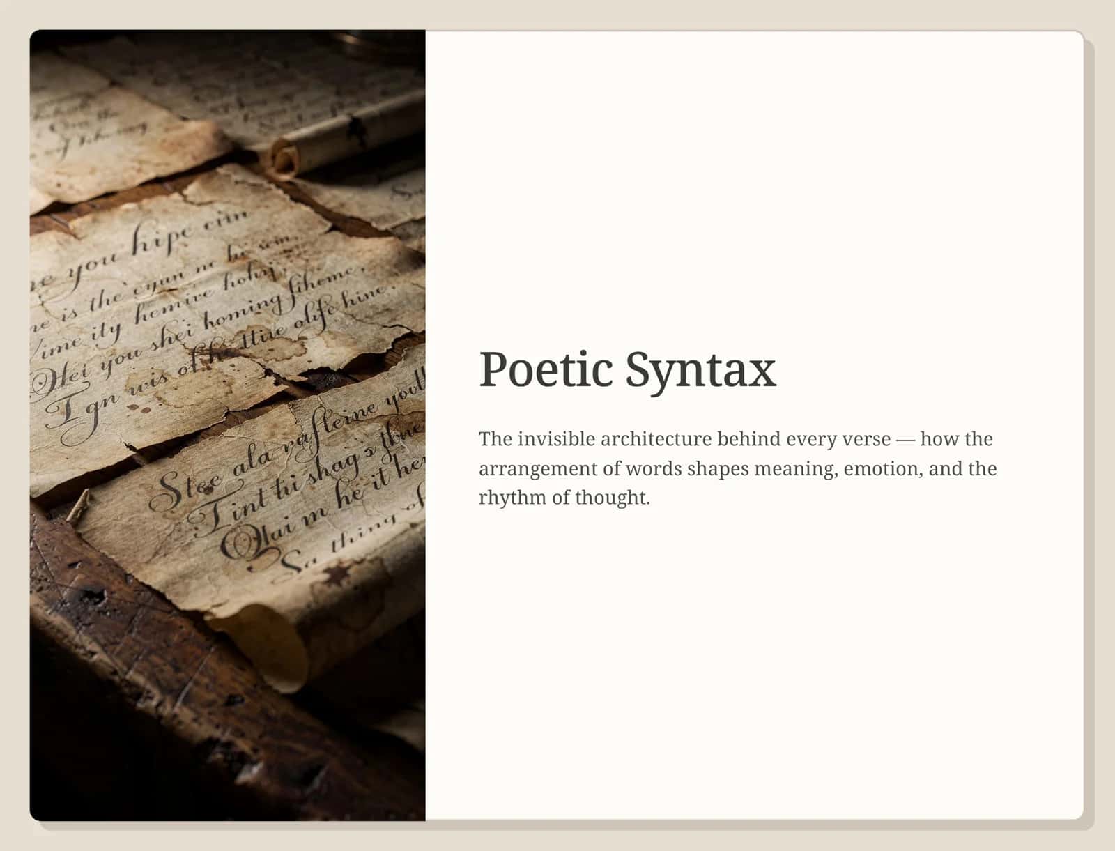 Poetic Syntax 1