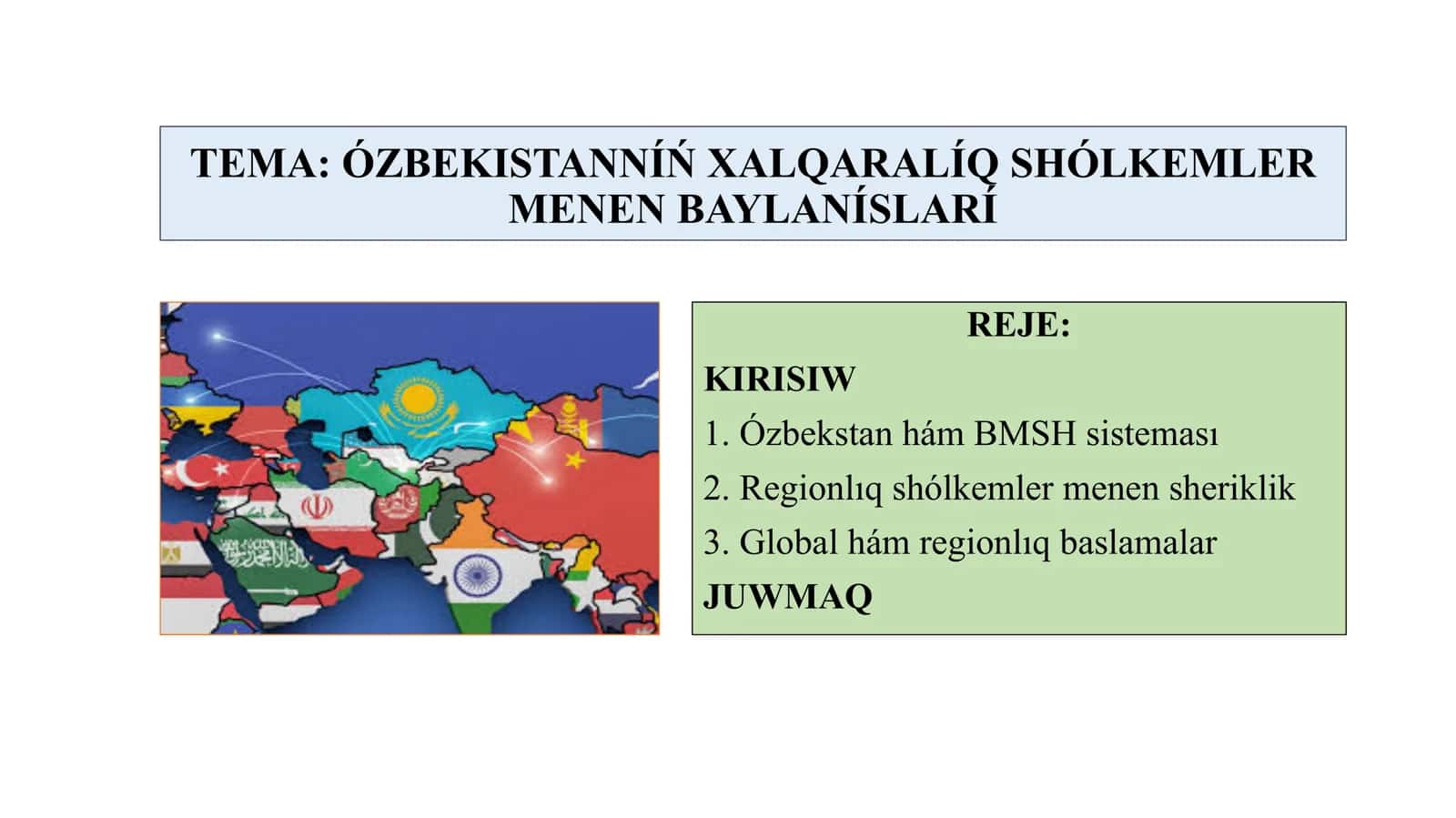 Ózbekstannnıń xalqaralıq shólkemler menen baylanısları 1