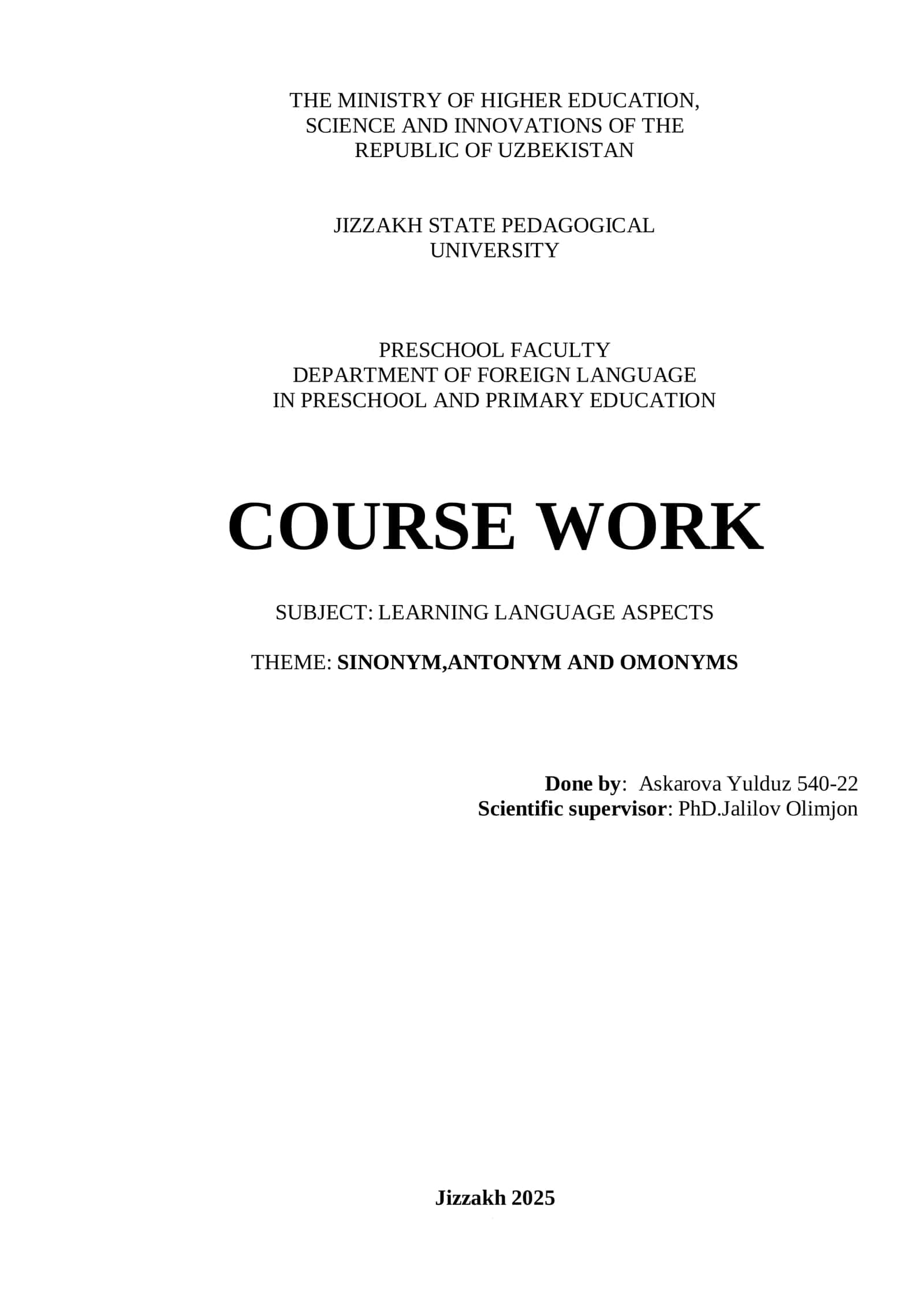LEARNING LANGUAGE ASPECTS 1