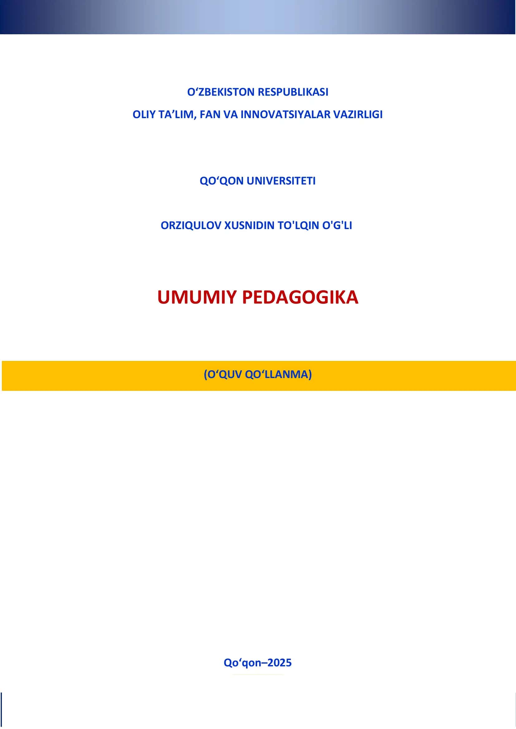 UMUMIY PEDАGОGIKА 1