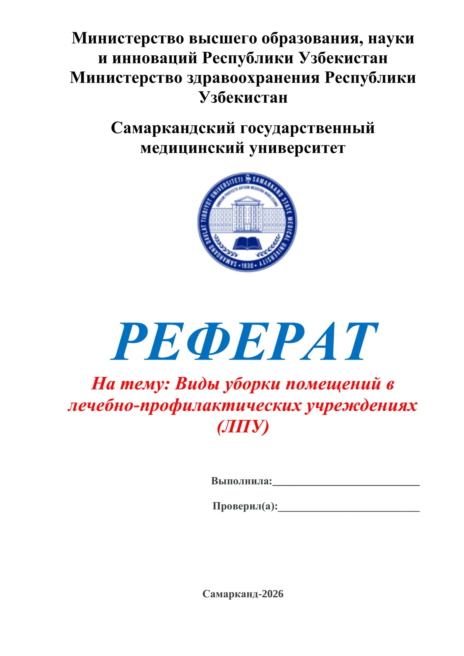 Реферат на тему: Виды уборки 1