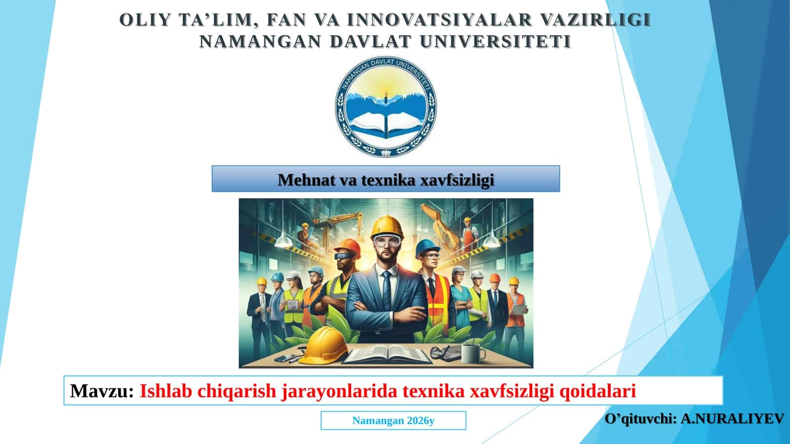 Ishlab chiqarish jarayonlarida texnika xavfsizligi qoidalari 1
