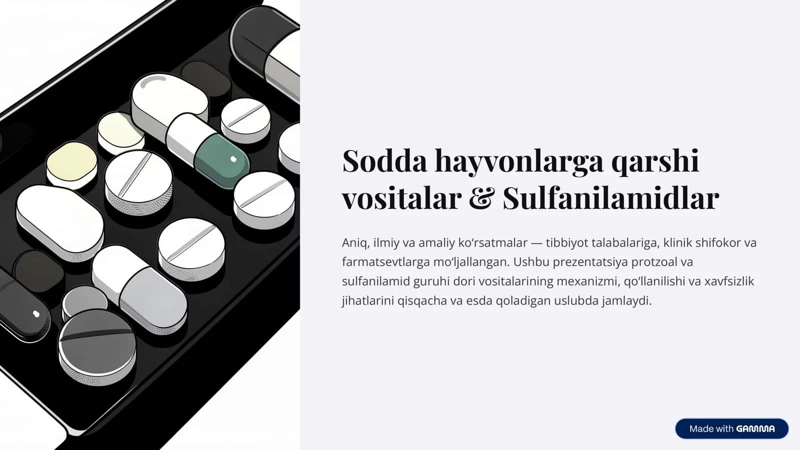 Sodda hayvonlarga qarshi vositalar & Sulfanilamidlar 1