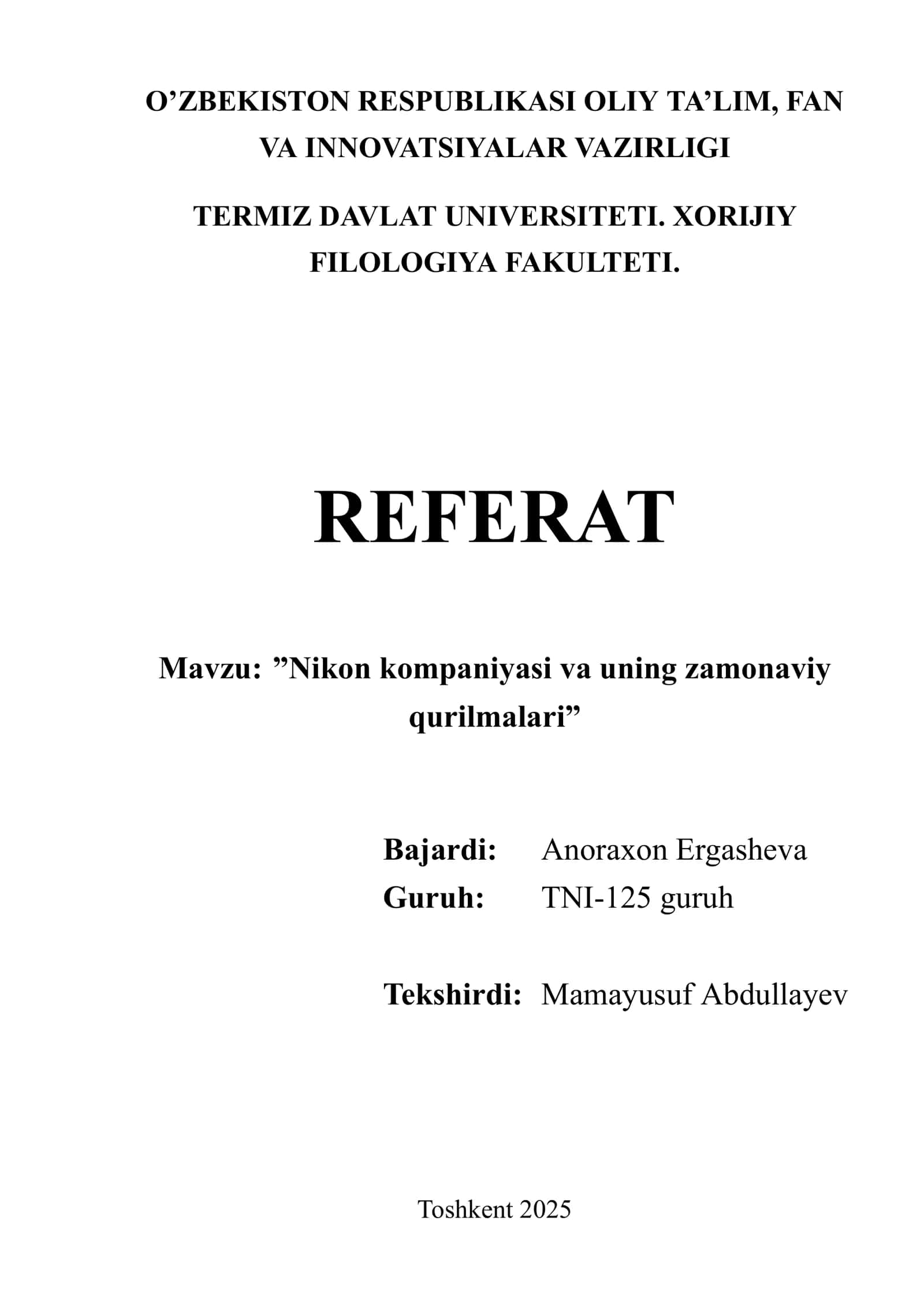 Nikon kompaniyasi va uning zamonaviy qurilmalari 1