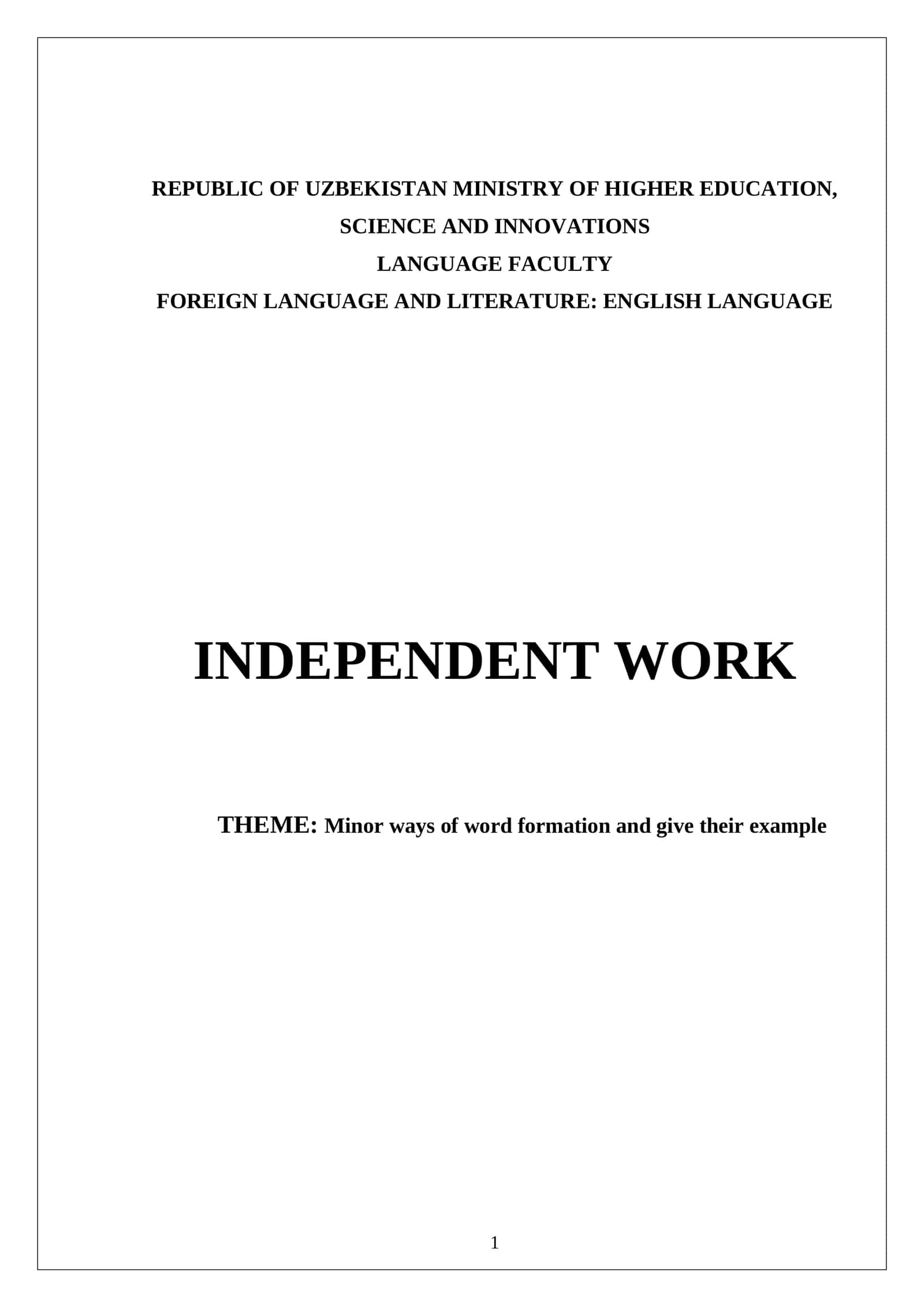 Minor ways of Word Formation 1