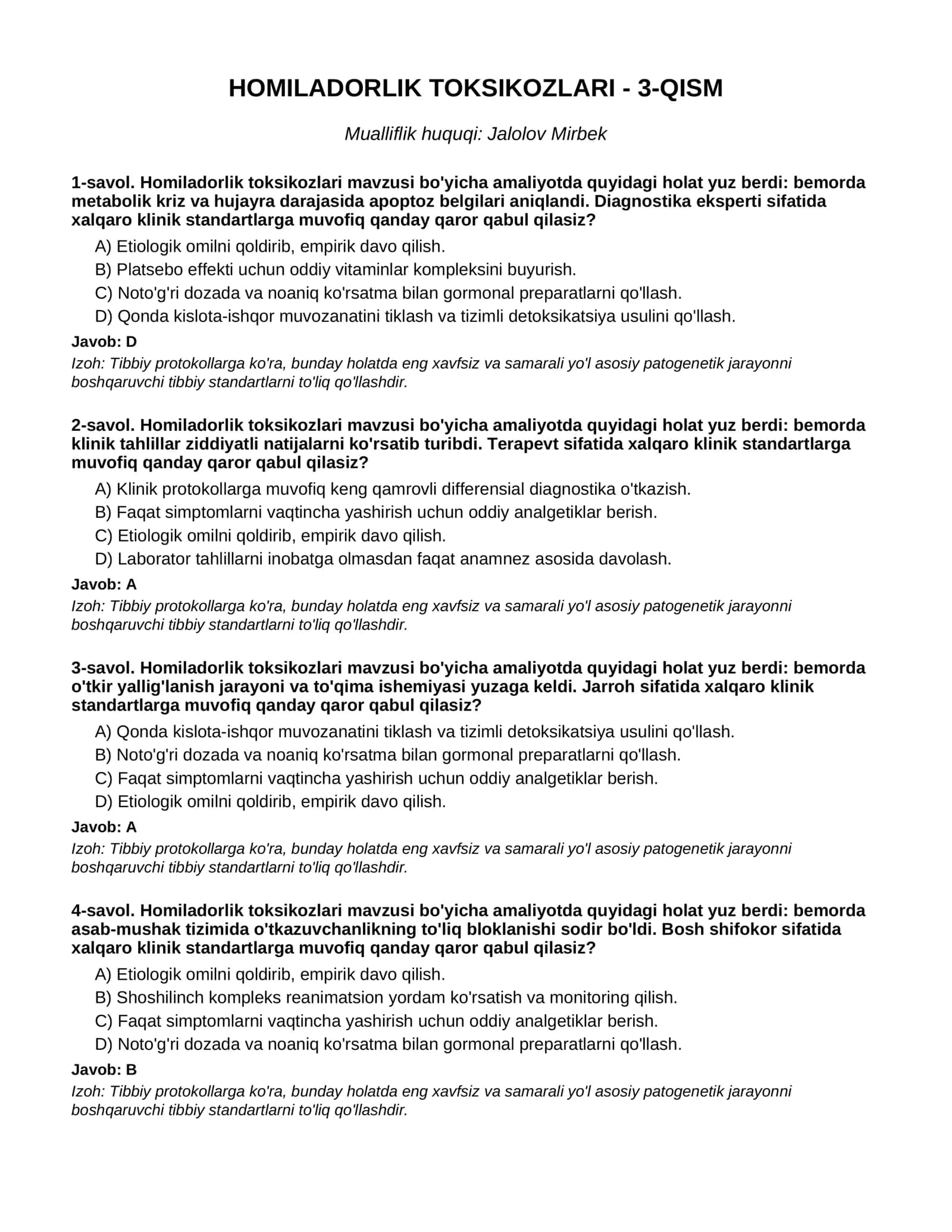 HOMILADORLIK TOKSIKOZLARI - 3-QISM 1