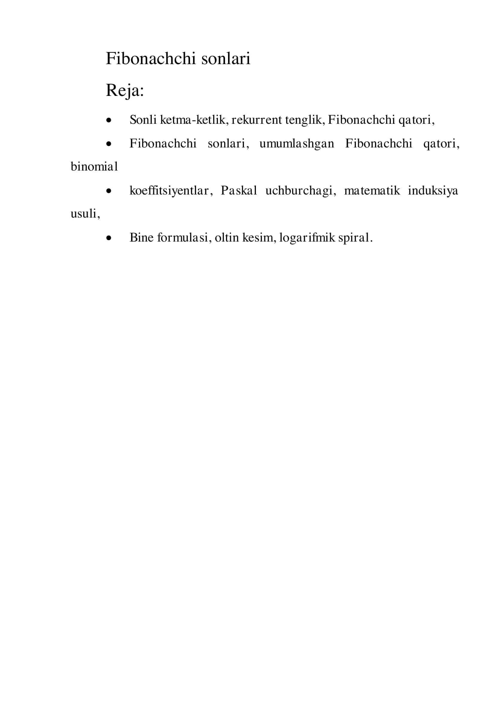 Fibonachchi sonlari 1