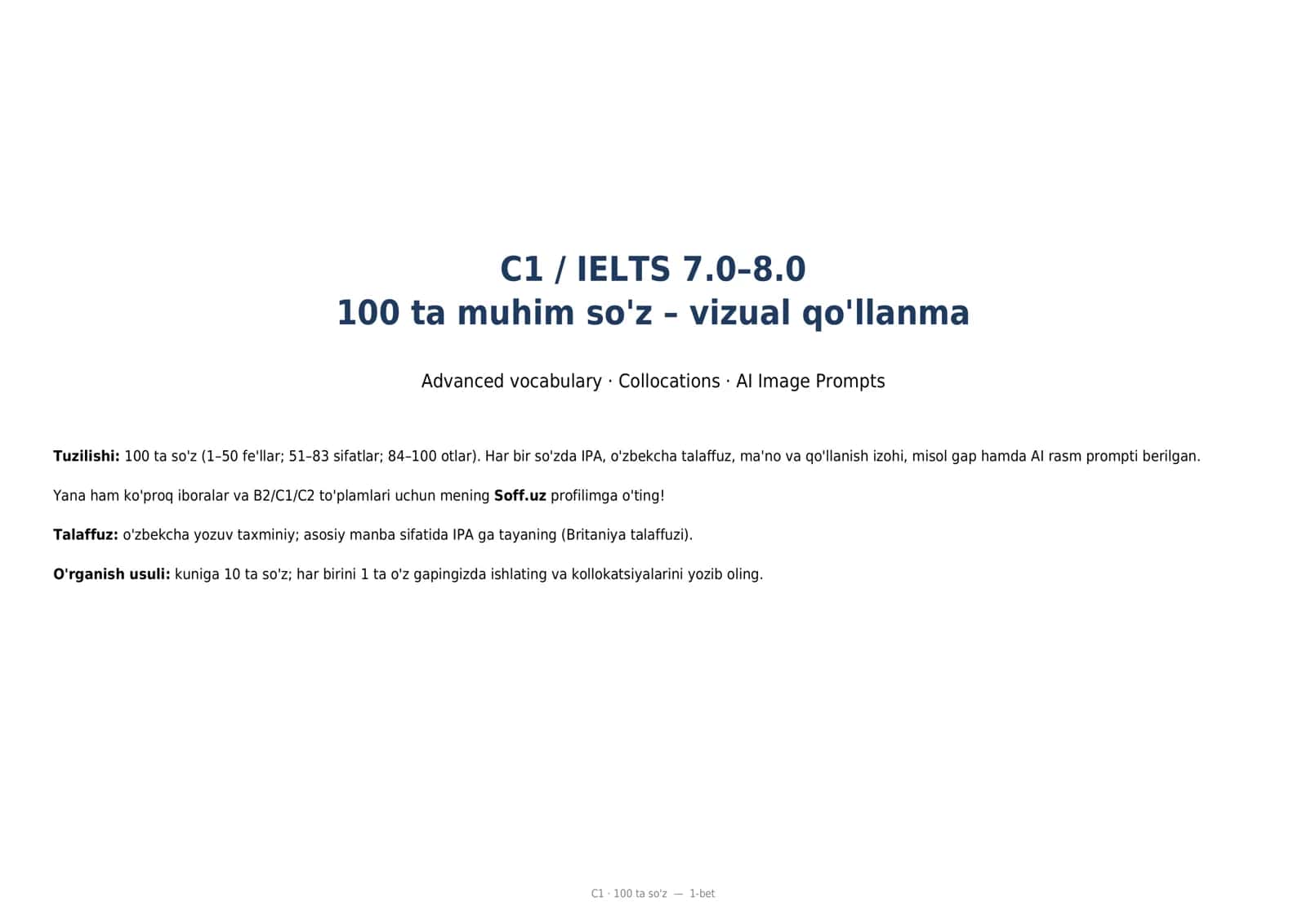 C1 · 100 ta so'z — 2-bet 1