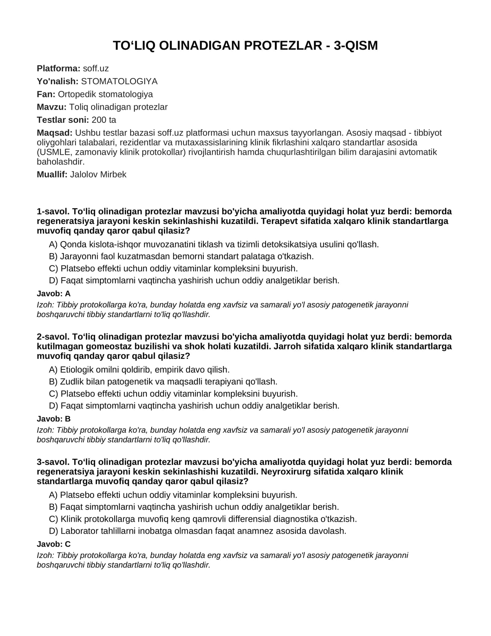 TO‘LIQ OLINADIGAN PROTEZLAR - 3-QISM 1