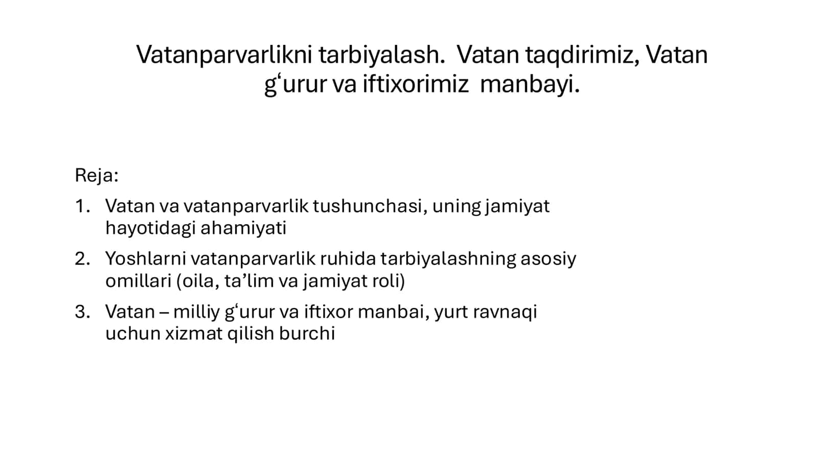 Vatanparvarlikni tarbiyalash 1