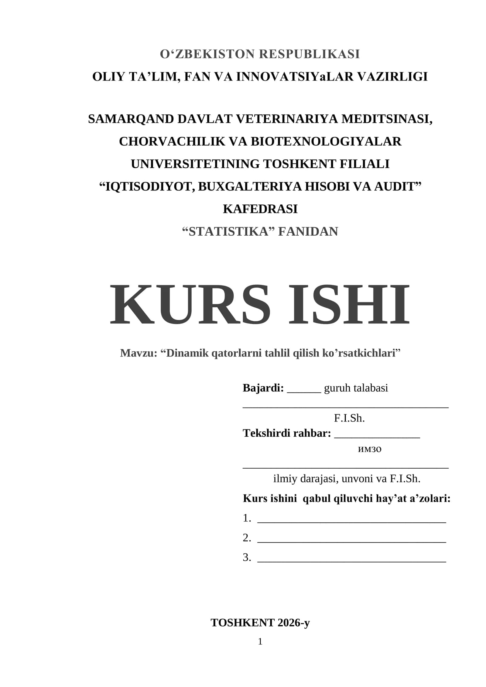 Dinamika qatorlarini tahlil qilish koʻrsatkichlari 1