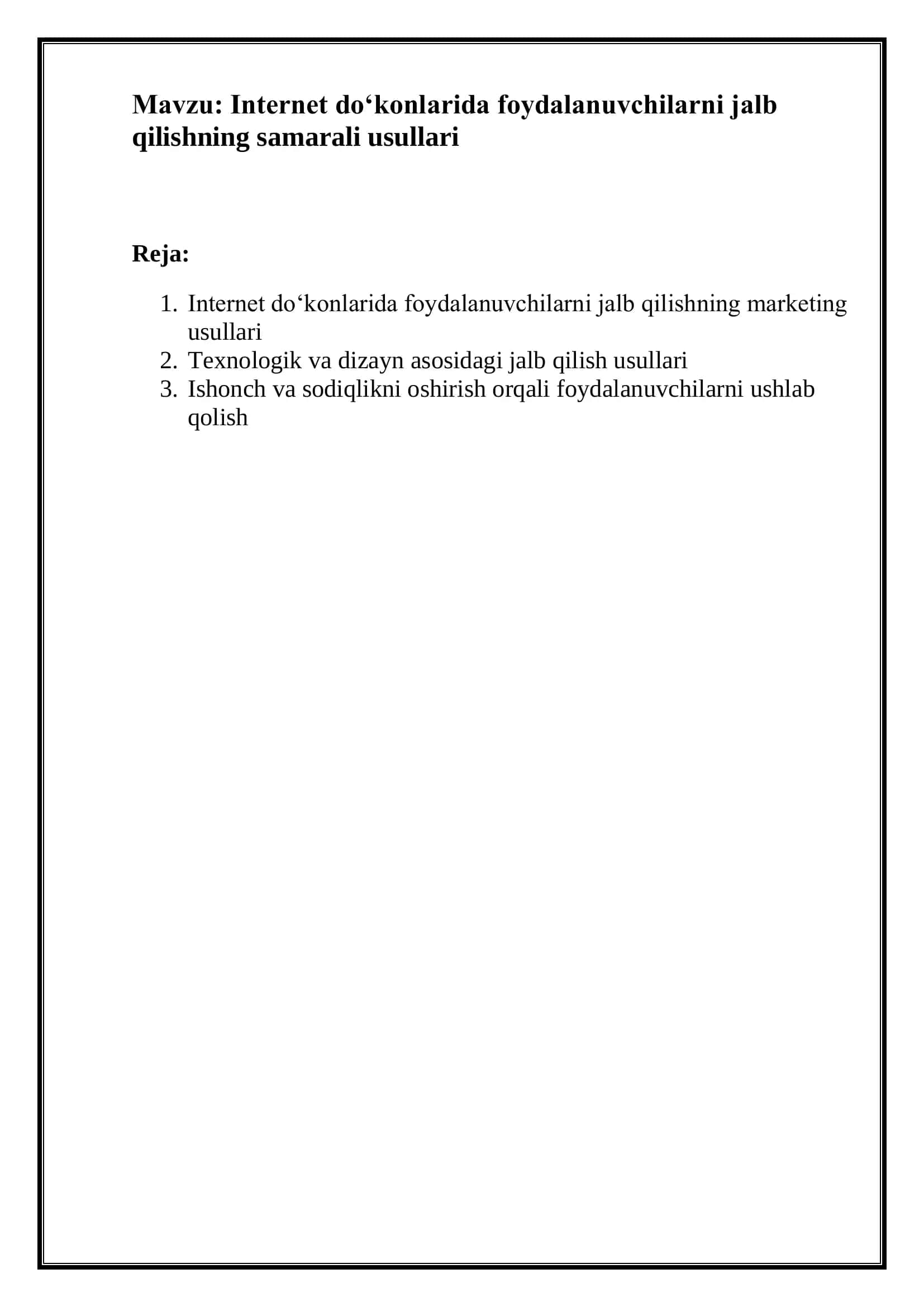 Internet do‘konlarida foydalanuvchilarni jalb qilishning samarali usullari 1